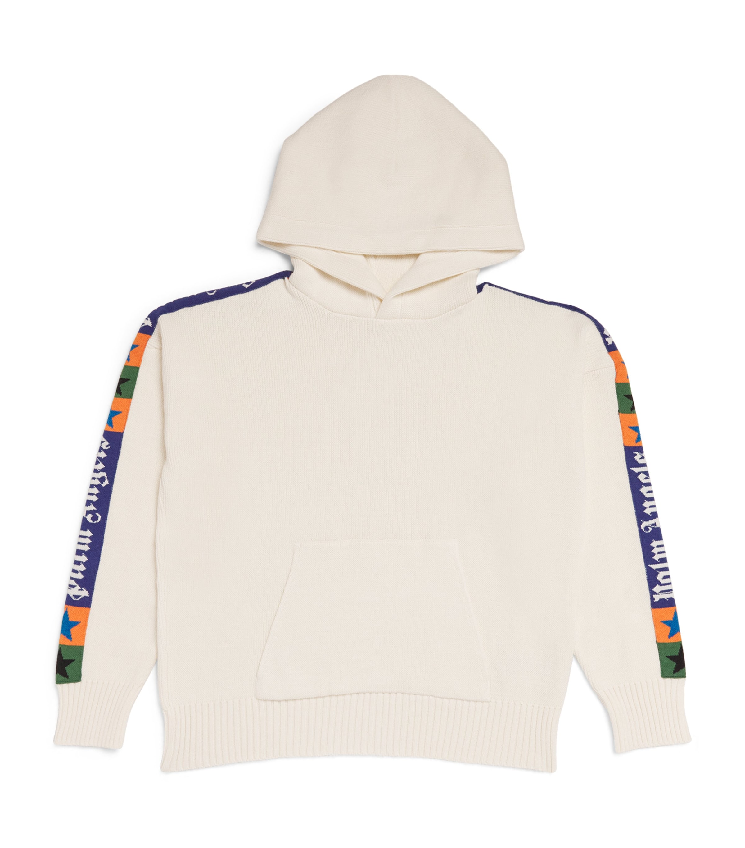 Palm Angels Kids' Cotton-wool Logo Band Hoodie In White