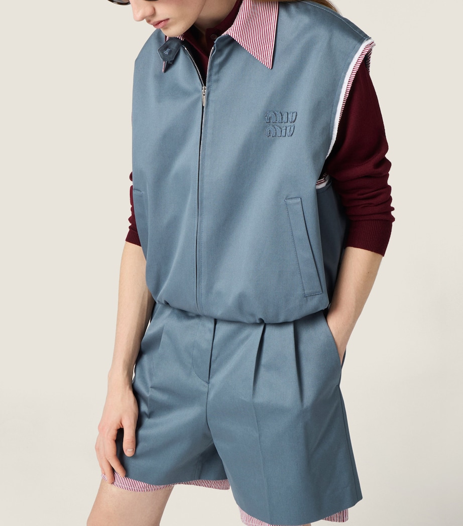 Miu Miu Womens Cotton Chino Vest Blue Image 5