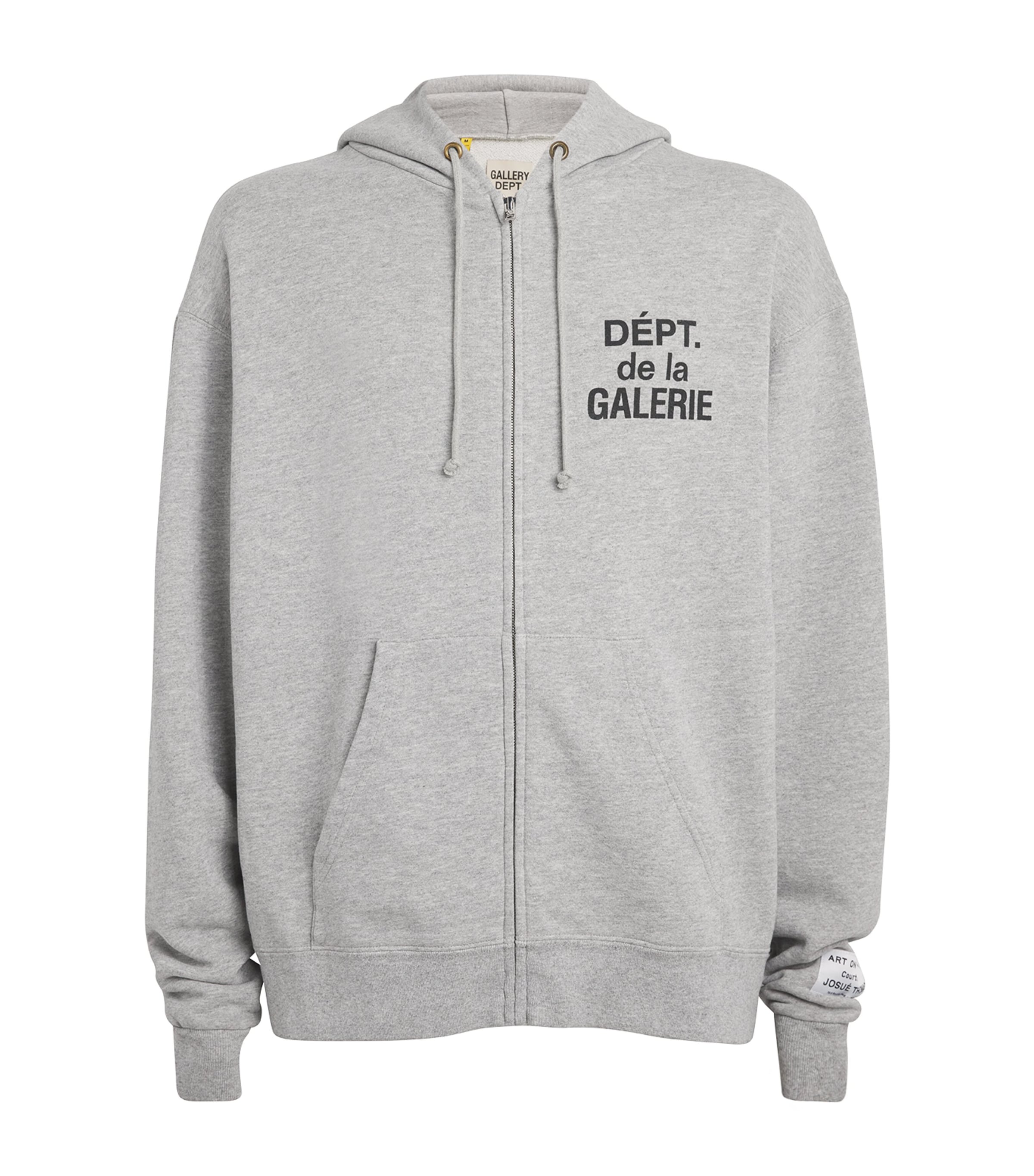 GALLERY DEPT. Grey Cotton-Blend Zip-Up Logo Hoodie | Harrods UK