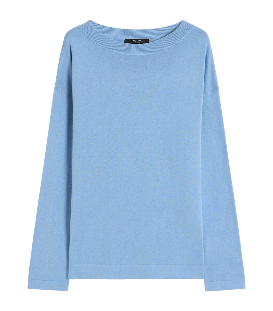 Weekend Max Mara Womens Silk-Cotton Boat-Neck Sweater Light Blue Image 1