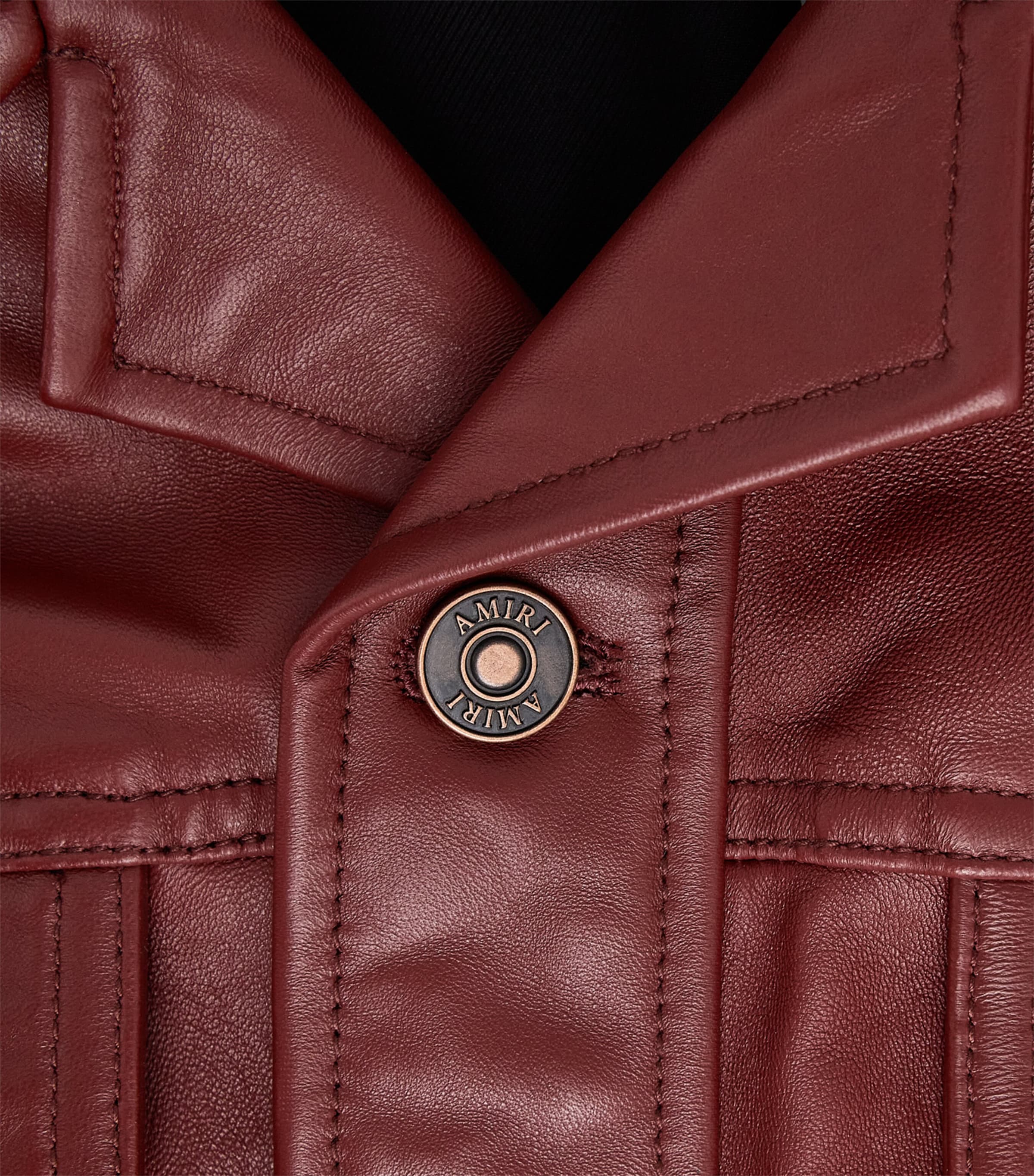AMIRI Mens Vintage-Cut Leather Jacket Brick Image 6