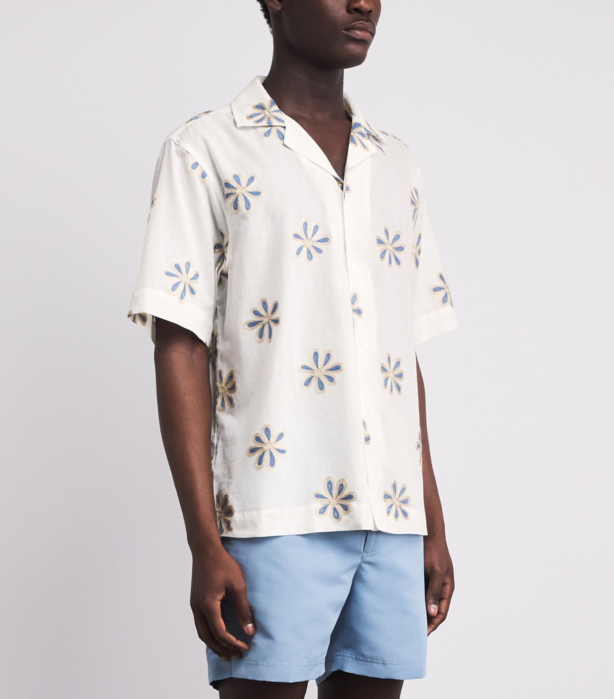 CHÉ Mens Cotton Embroidered Daisel Shirt White Image 4