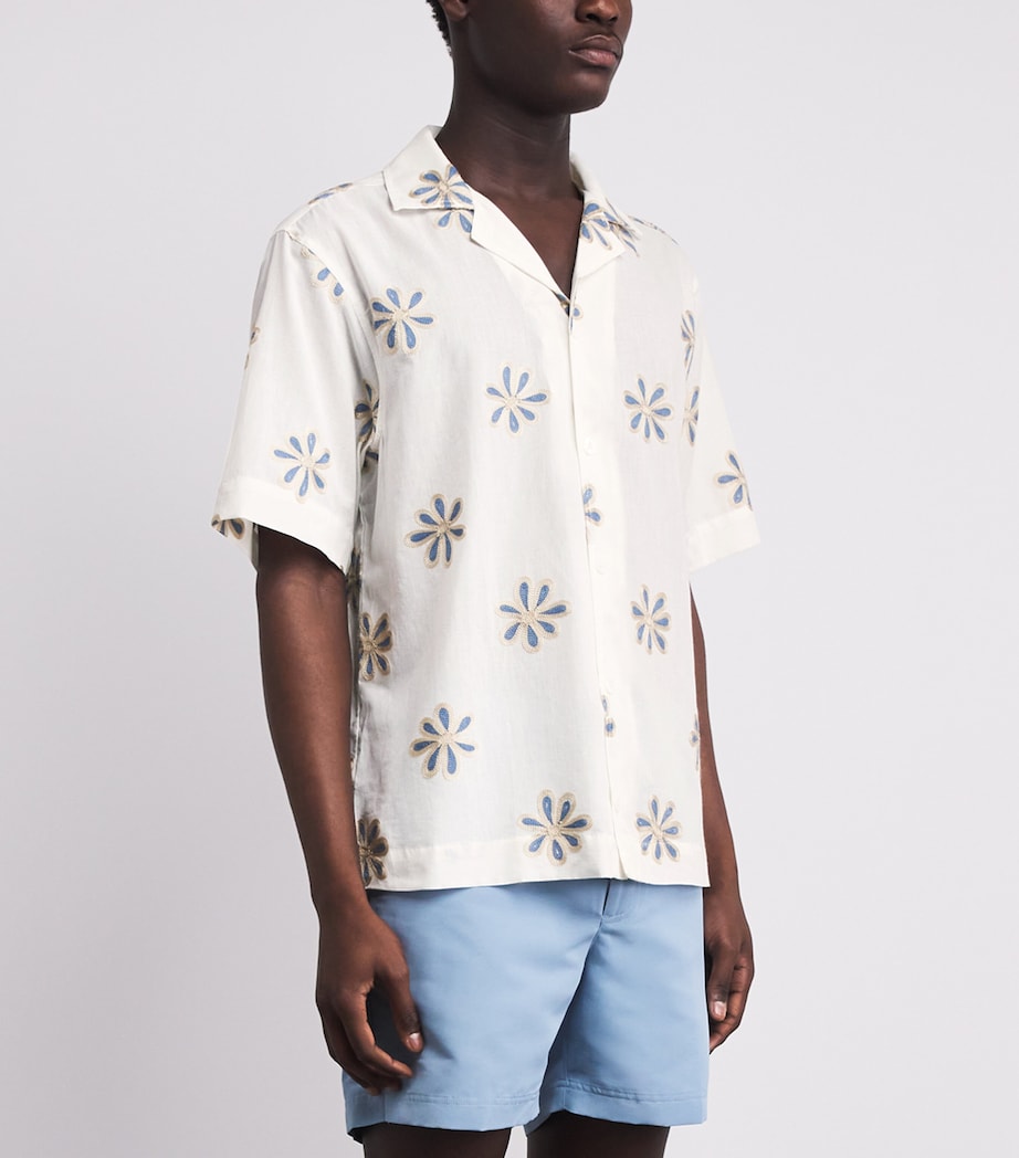 CHÉ Mens Cotton Embroidered Daisel Shirt White Image 4