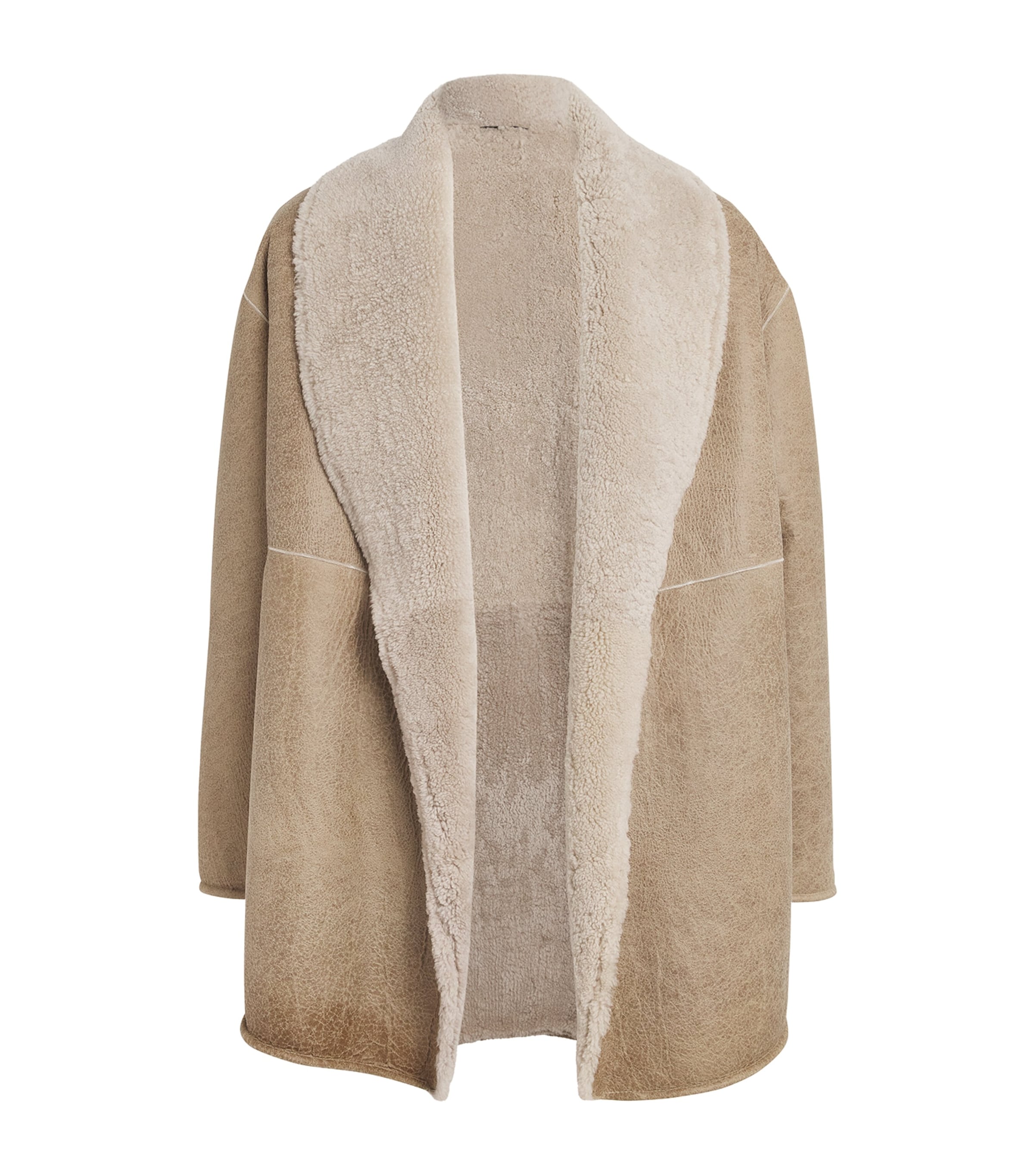 Fear Of God Leather-shearling Shawl Collar Jacket In Beige