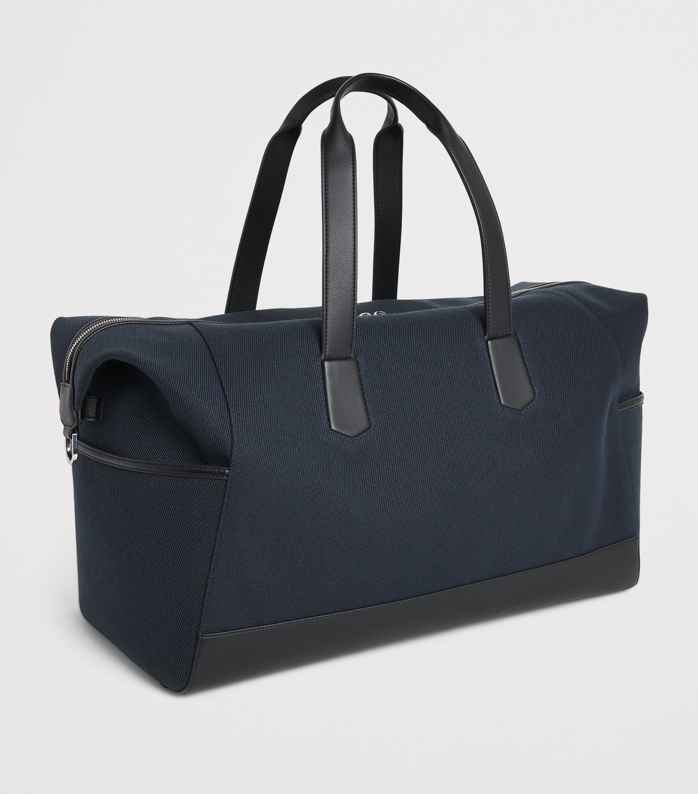 BOSS Faux Leather-Trim Holdall Dark Blue Image 3