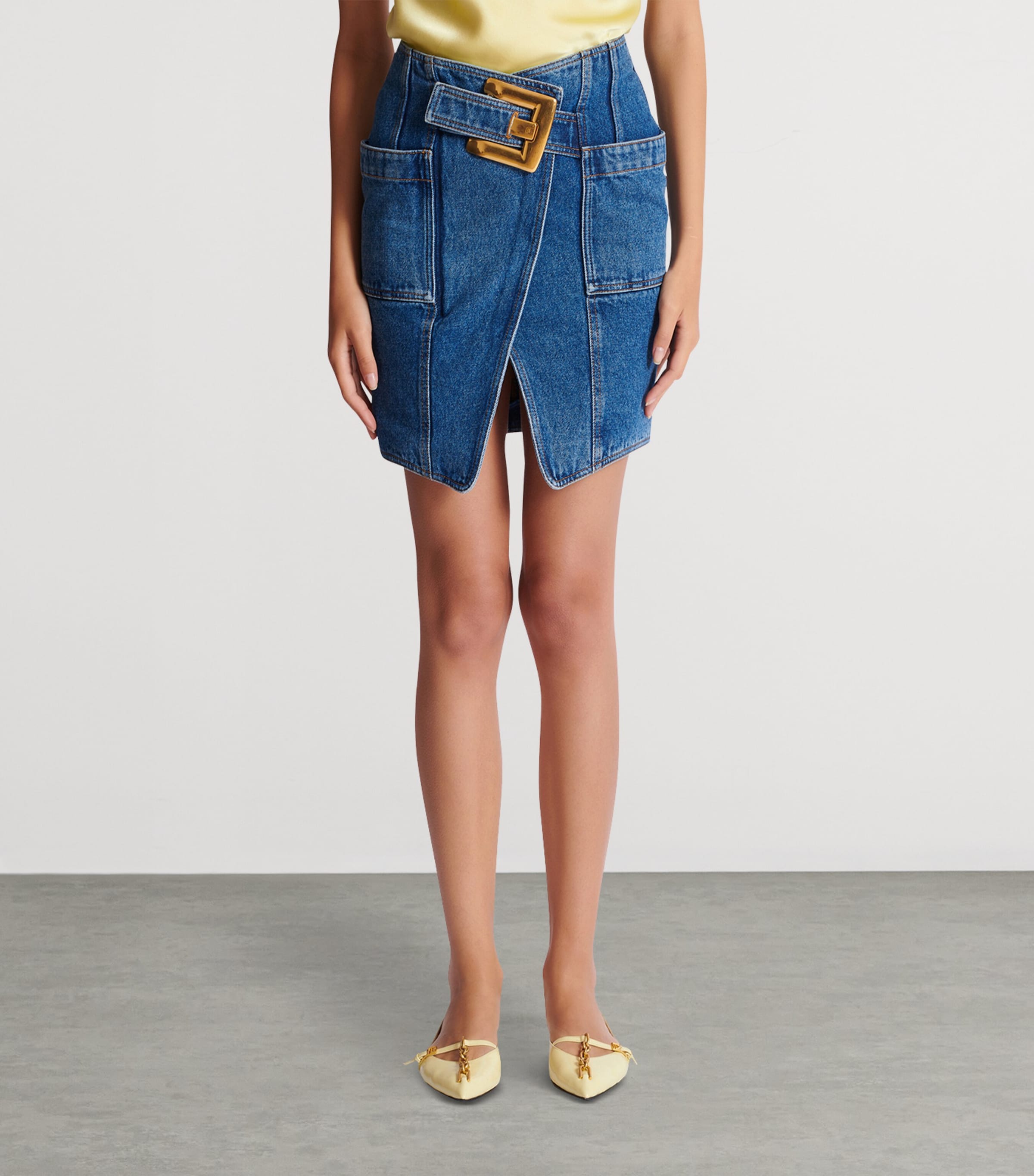 Denim Belted Mini Skirt 6EX BLEU JEAN FONCE Image 4