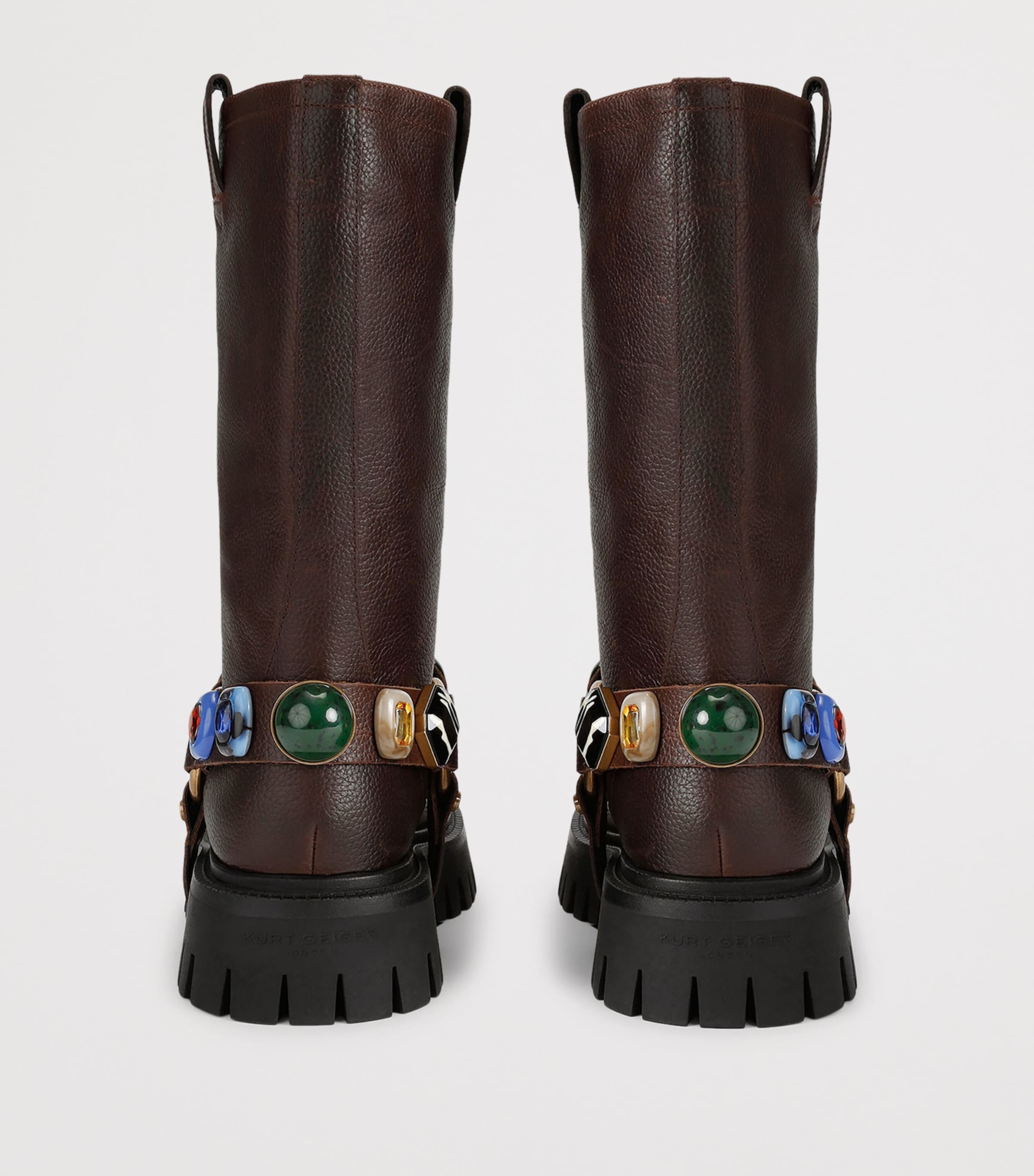 Kurt Geiger London Leather LouLou Harness Biker Boots 40 Brown Image 3