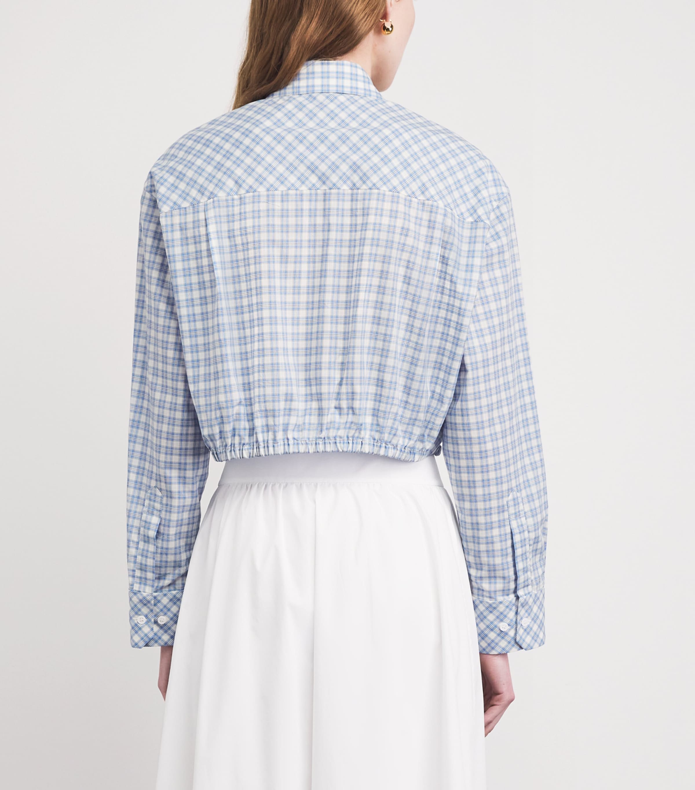 Sandro Paris Womens Cotton Check Shirt Blu / White Image 5