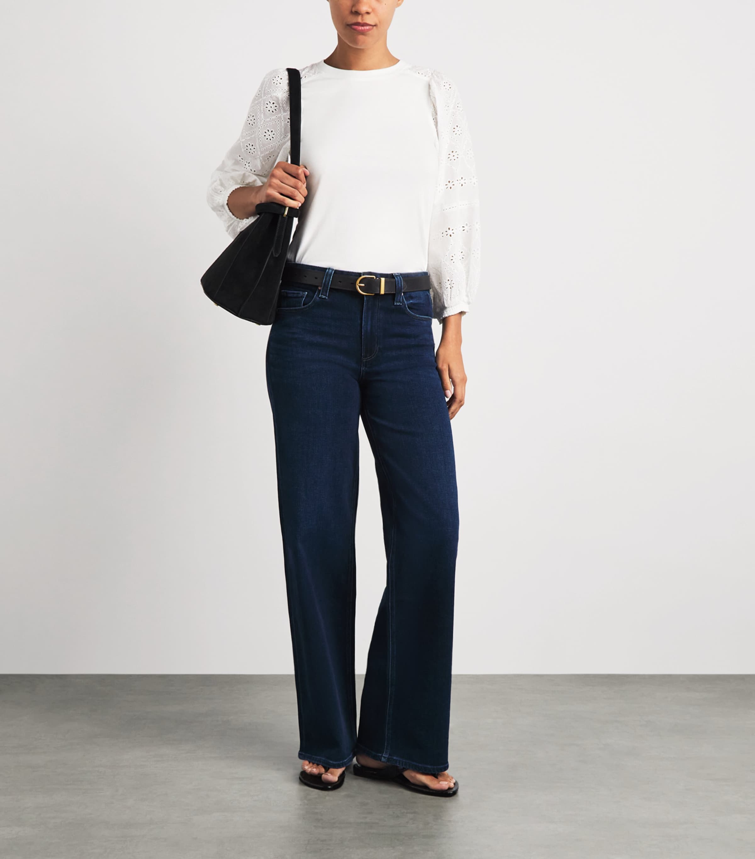 ME+EM Womens Broderie Anglaise Blouse Soft White Image 2