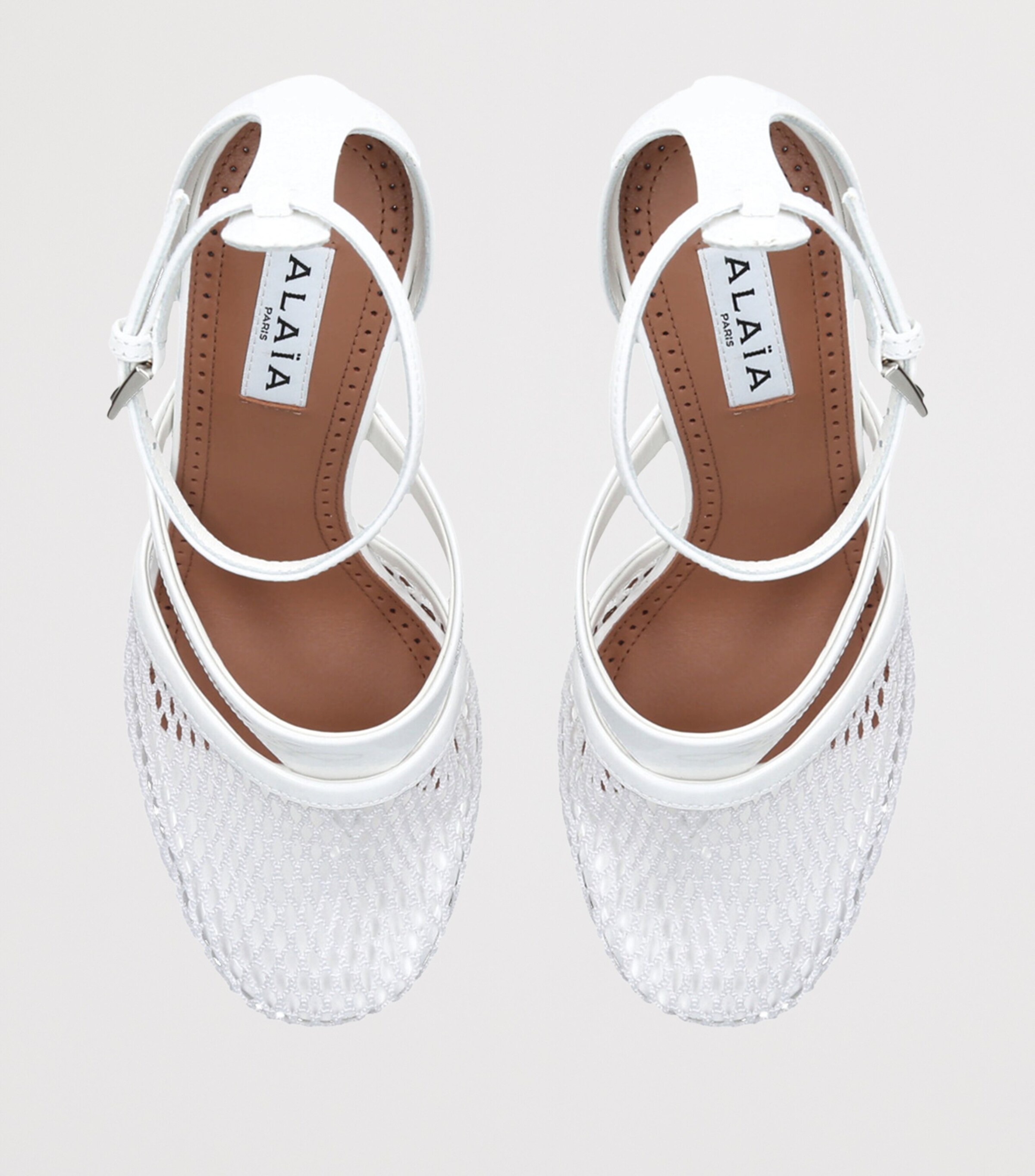 Alaïa Fishnet Ankle-Strap Pumps 90 White Image 4