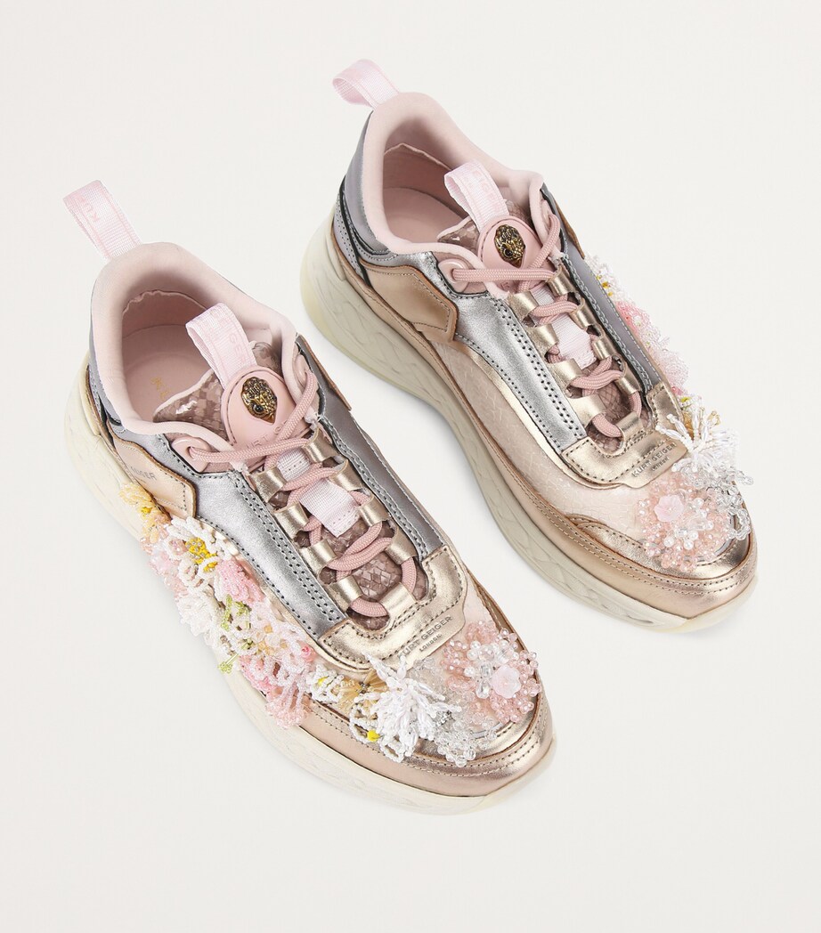 Kurt Geiger London Leather Beaded Kensington Sneakers Gold Comb Image 4