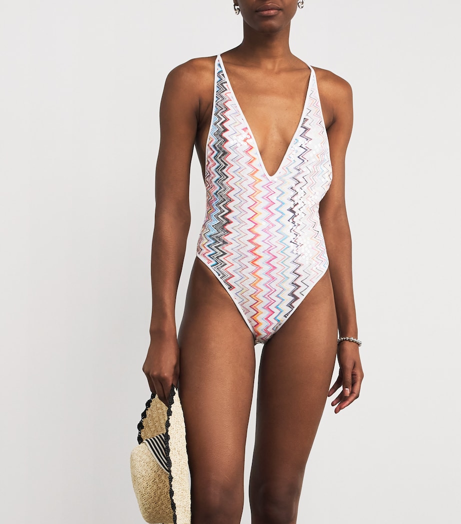 Zigzag Plunge-Neck Swimsuit SM9QG MULTICOLOR Image 2