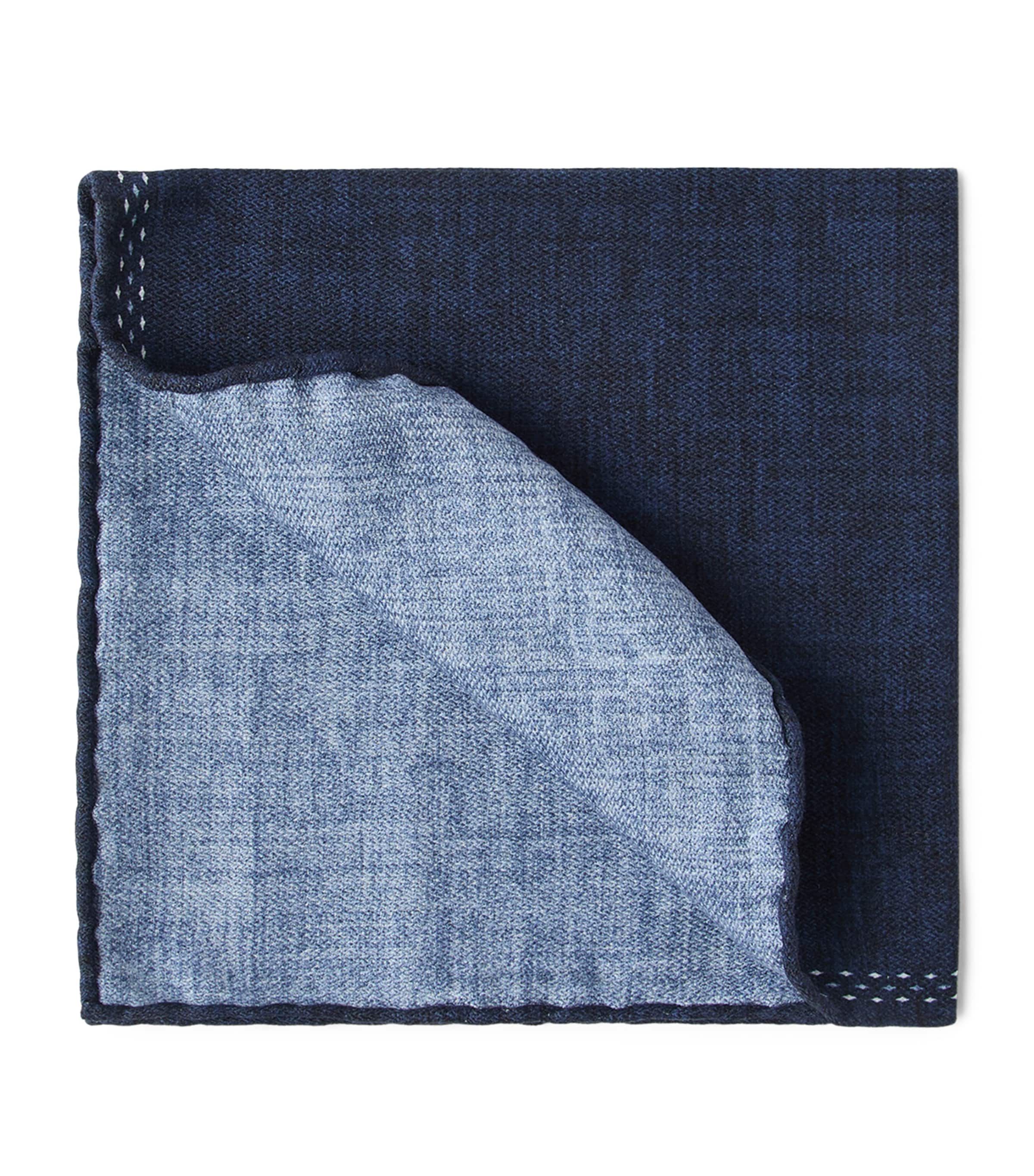 Brunello Cucinelli Dual-tone Pocket Square In Blue