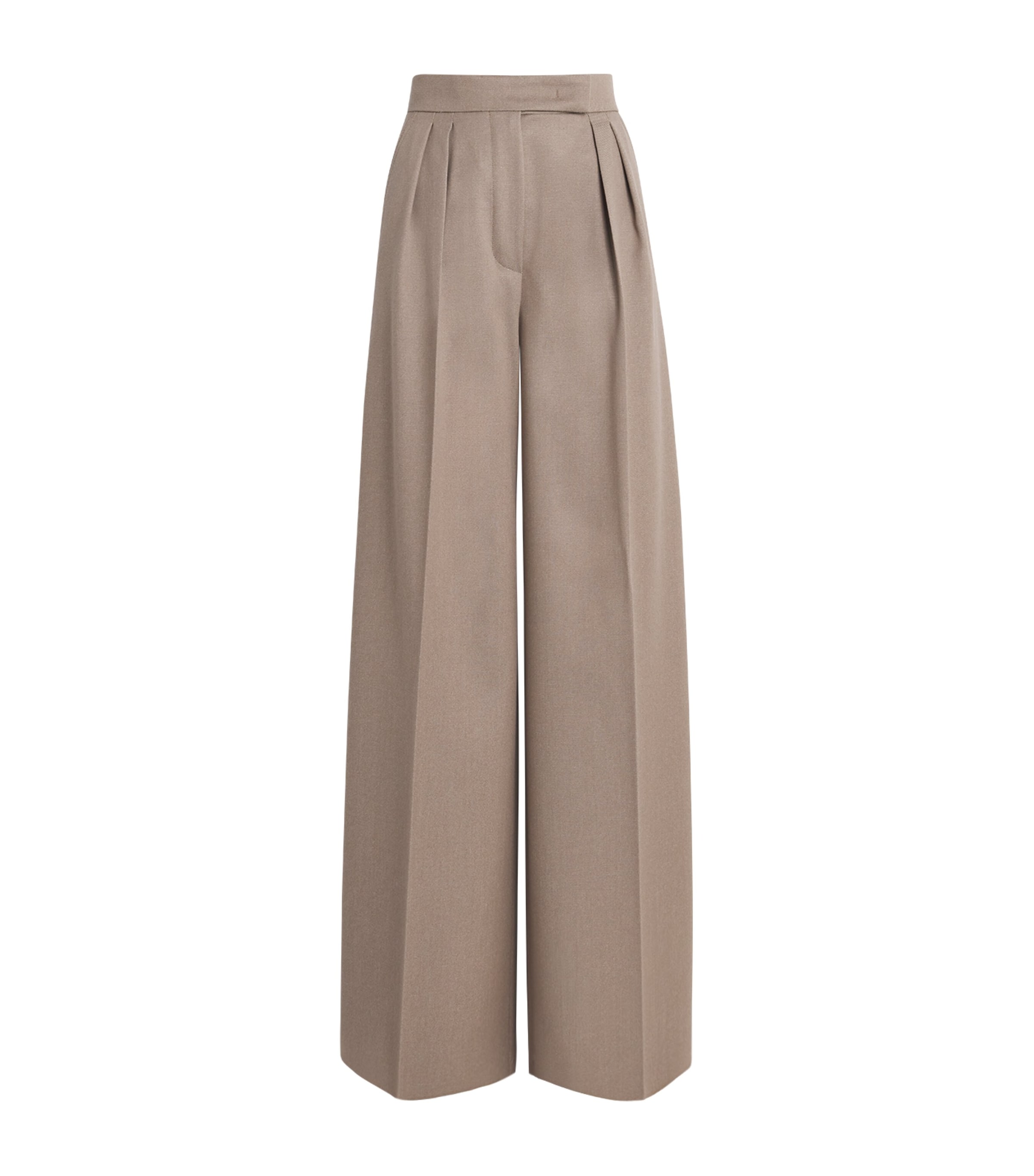 Max Mara Stretch-cashmere Wide-leg Trousers In Brown