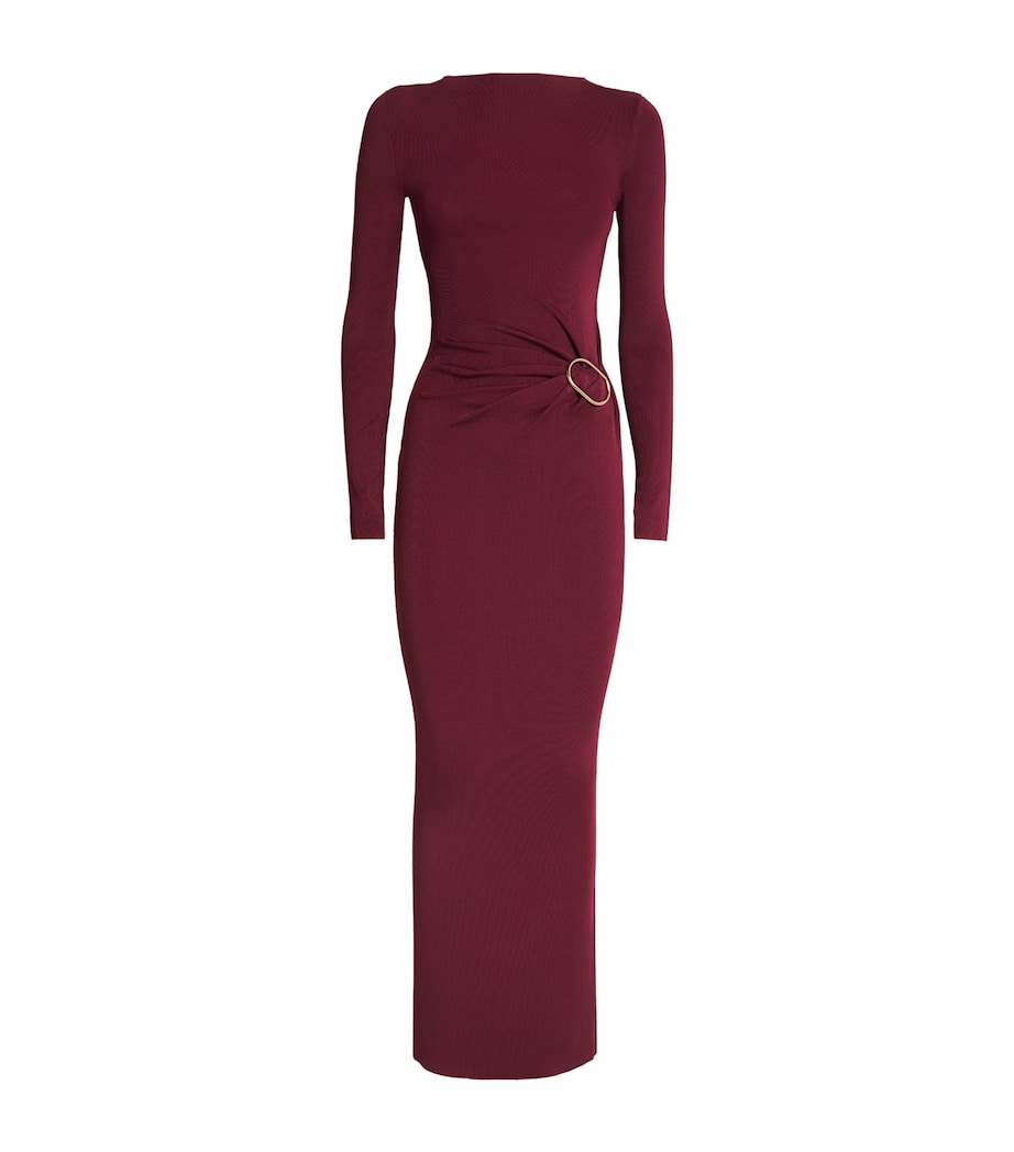 Knit Buckle Maxi Dress DARK RED Image 1