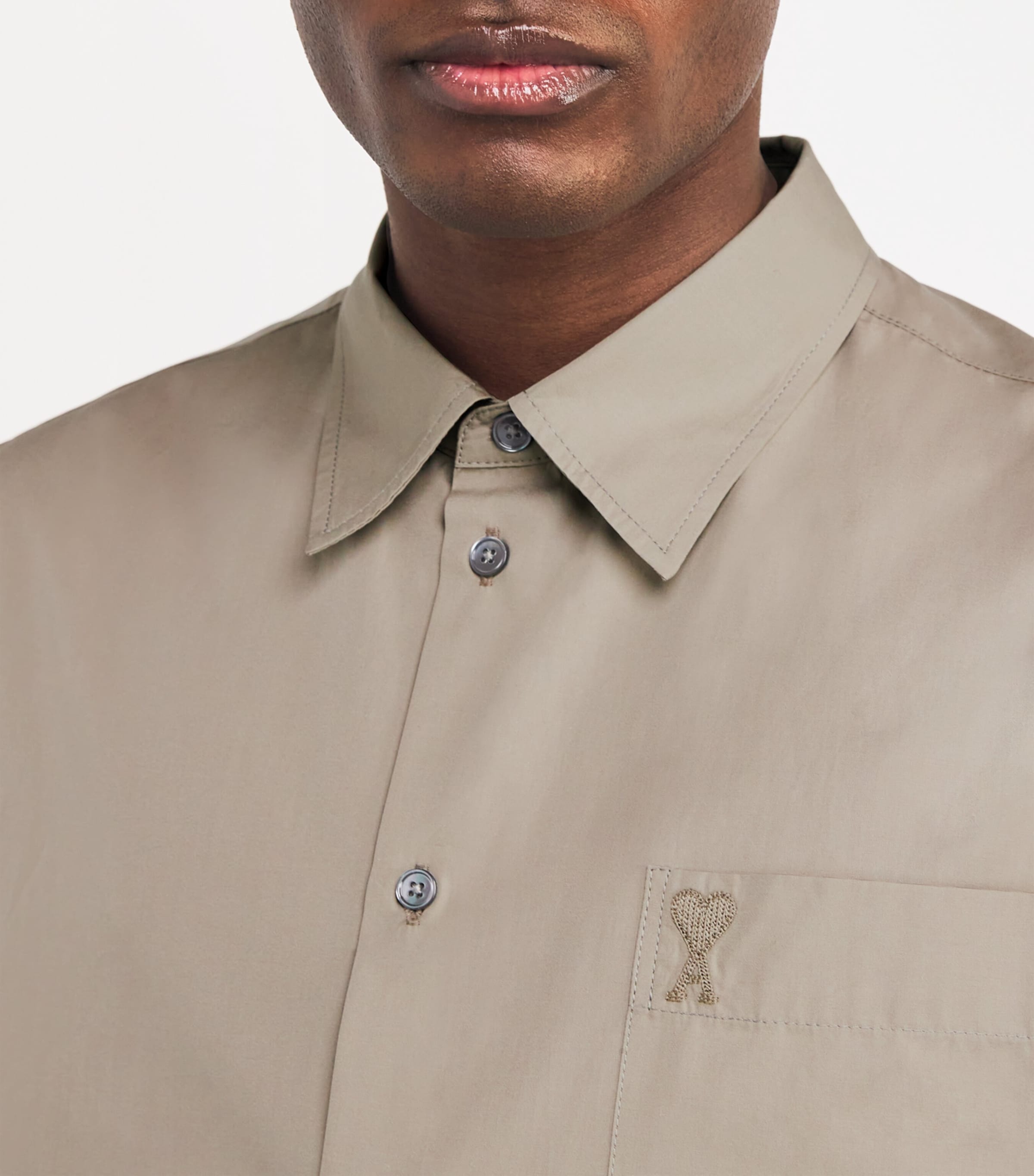 AMI Paris Mens Cotton Oversized Short-Sleeve Shirt Image 6