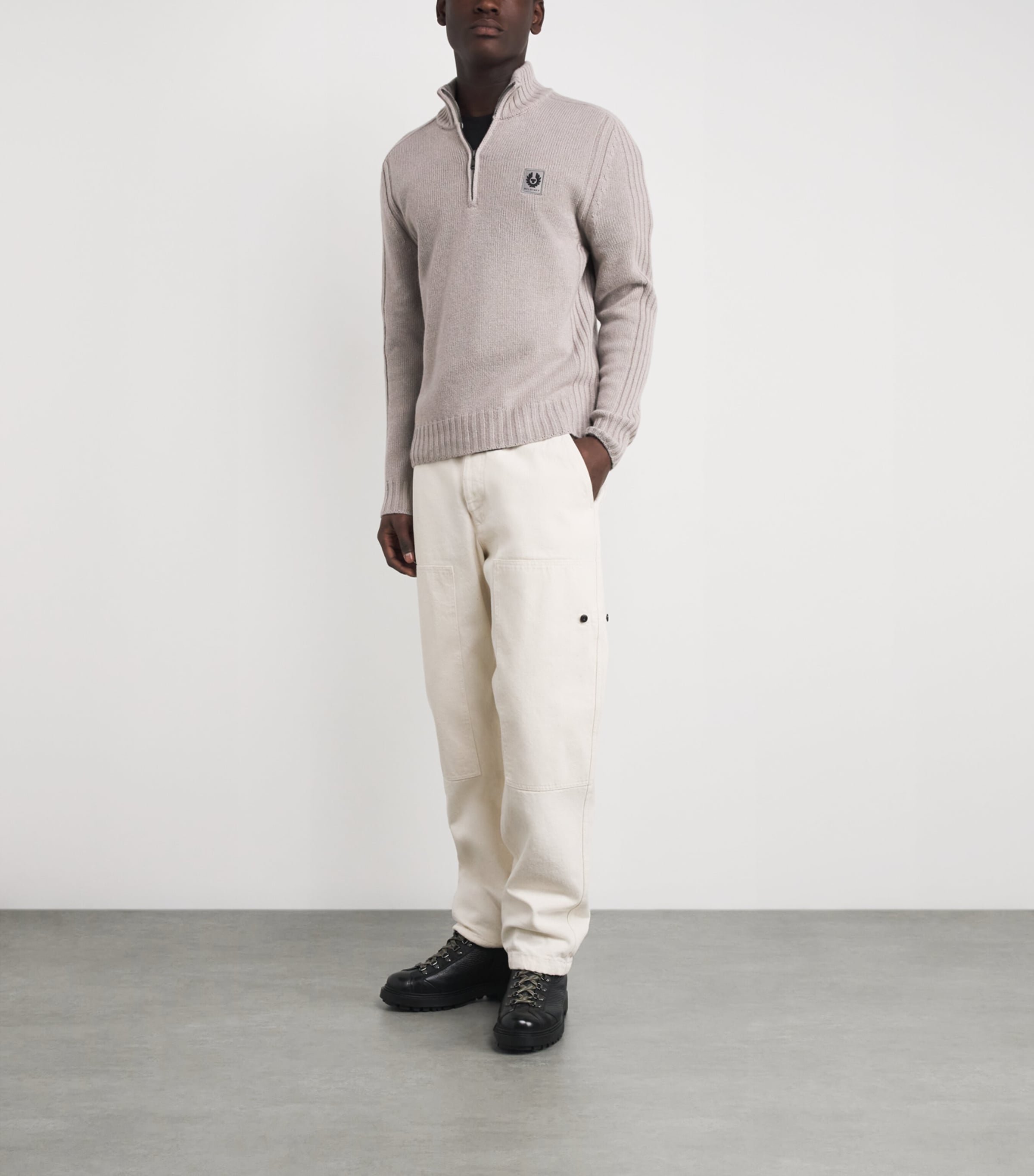 Wool Watch Quarter-Zip Sweater CMTGYCEMENT GREY Image 2
