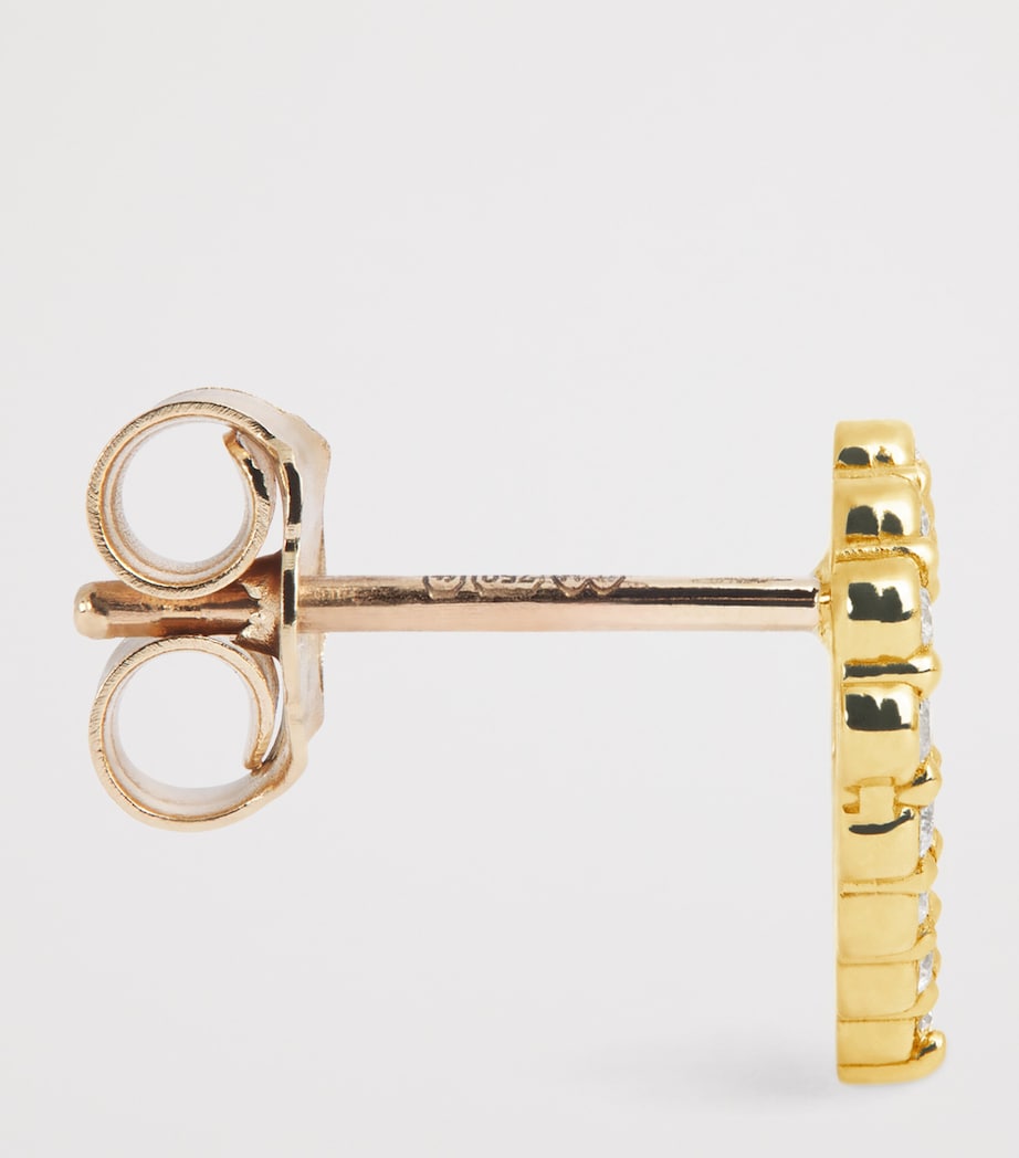 Mini Yellow Gold and Diamond Open Heart Stud Earrings YELLOW GOLD Image 4