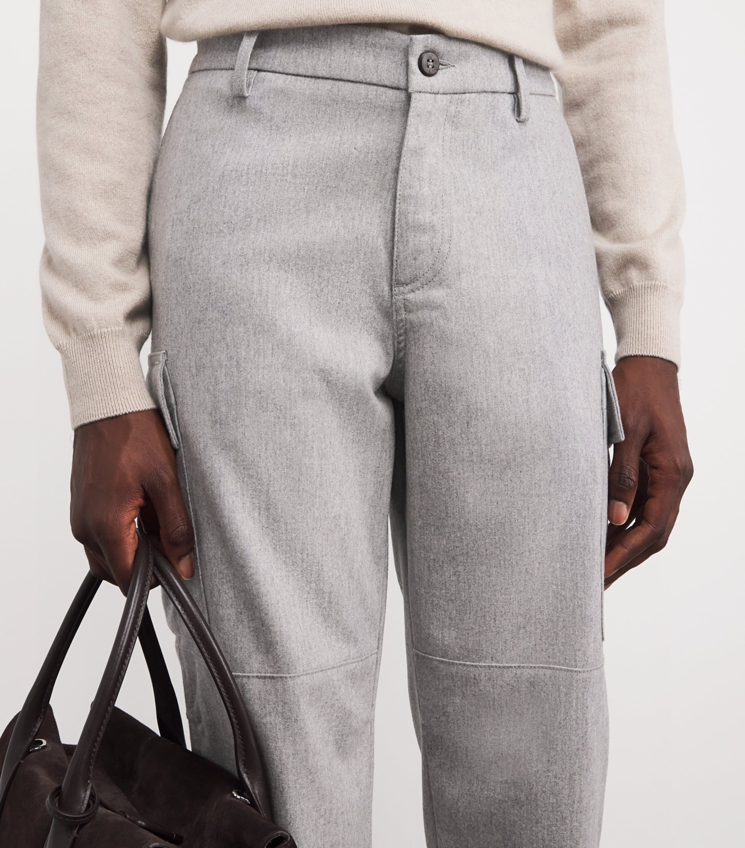 Wool-Cashmere Cargo Trousers GRIGIO CHIARO MELANG Image 6