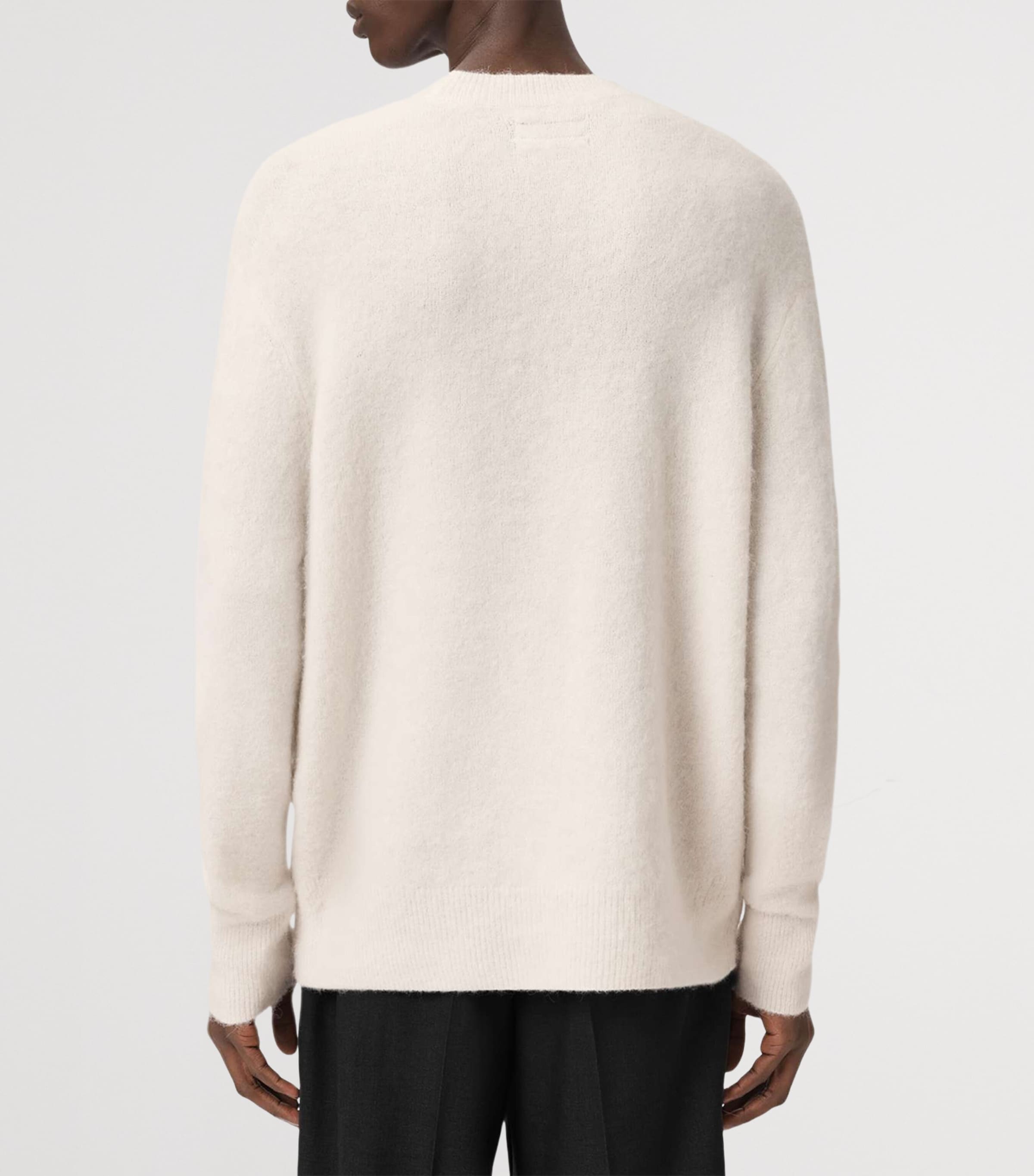 AllSaints Mens Jacquard Ridges Sweater Ecru White/black Image 4
