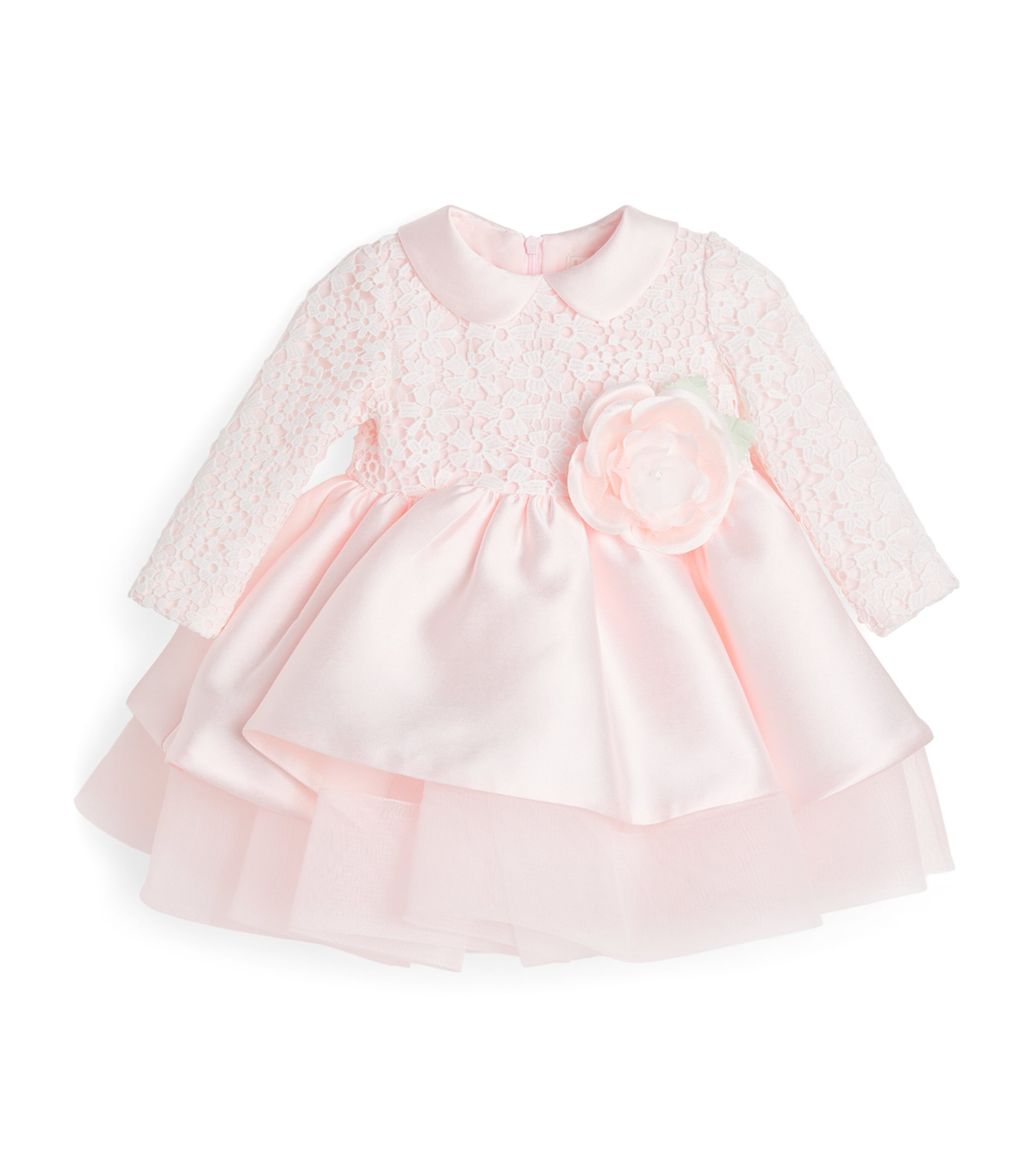 Bimbalo white & pink embroidered  lace Dress made in Italy