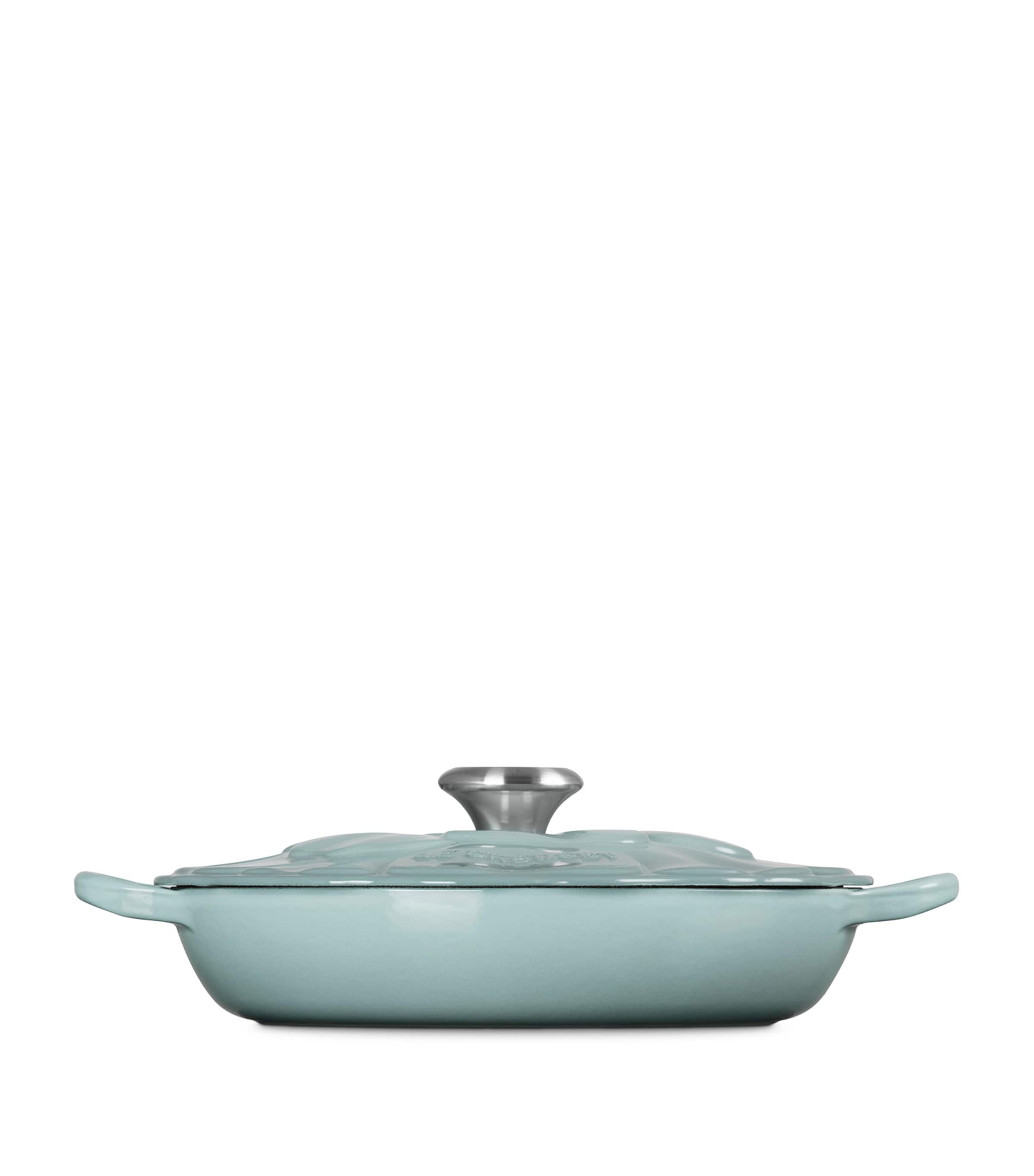 Le Creuset Cast Iron Petal Shallow Casserole Dish (26cm) Sea Salt Image 2