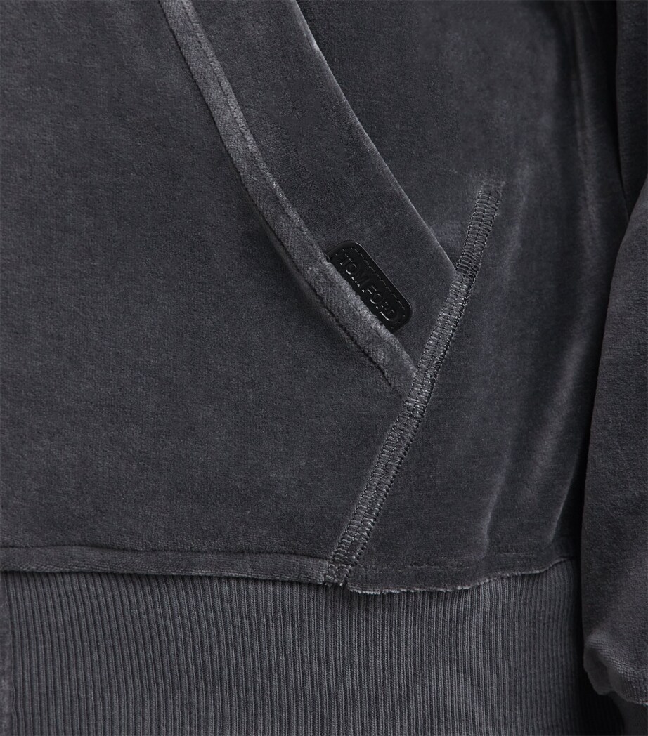 TOM FORD Mens Velour Zip-Up Hoodie Tav Image 3