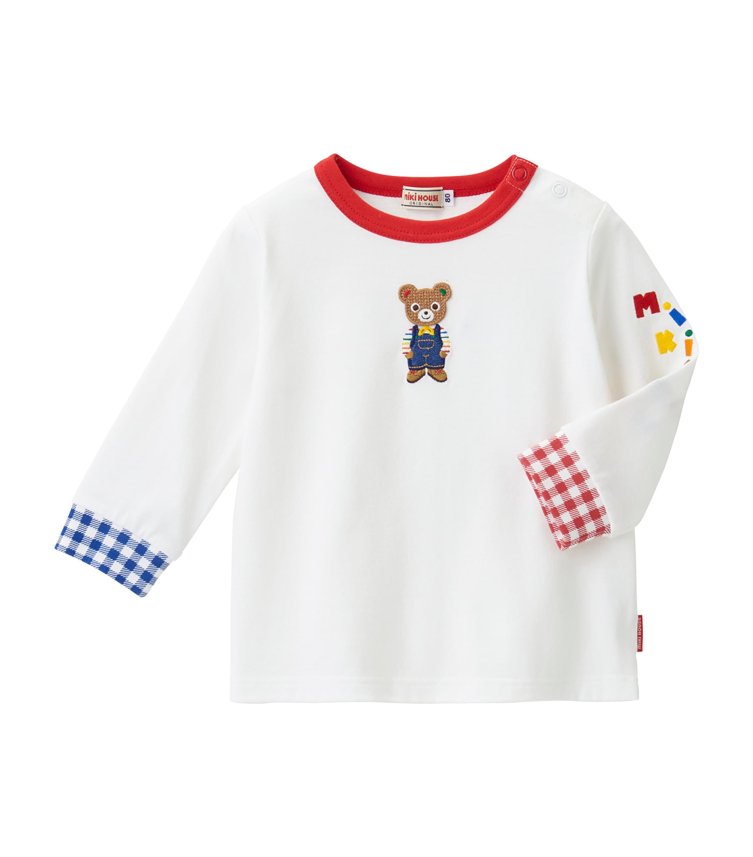 Miki House Embroidered Bear T-shirt In White