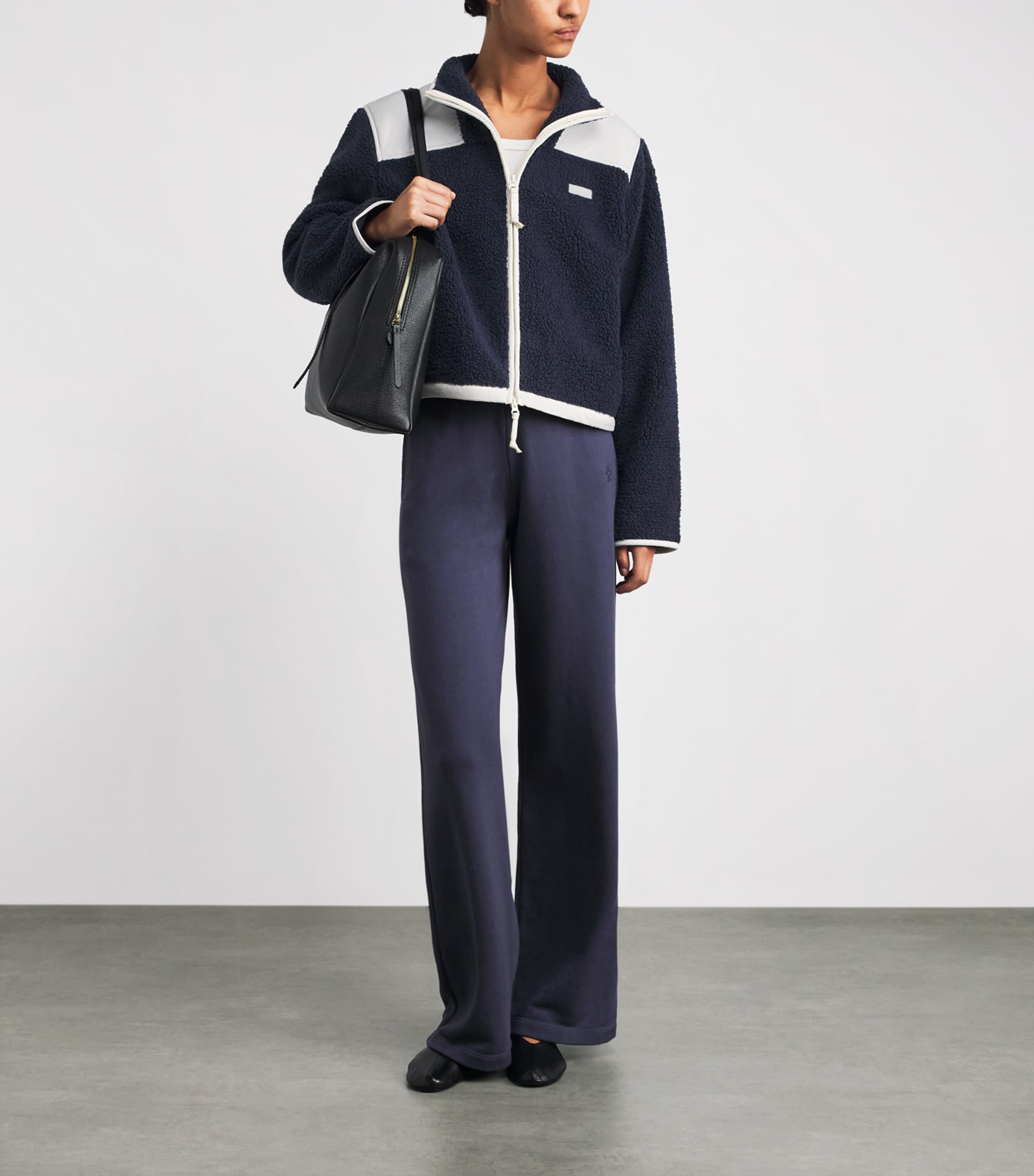 Skims Womens Faux Shearling Teddy Zip-Up Jacket Navy Image 2