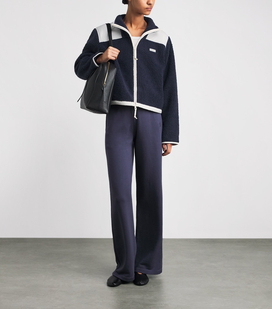 Skims Womens Faux Shearling Teddy Zip-Up Jacket Navy Image 2