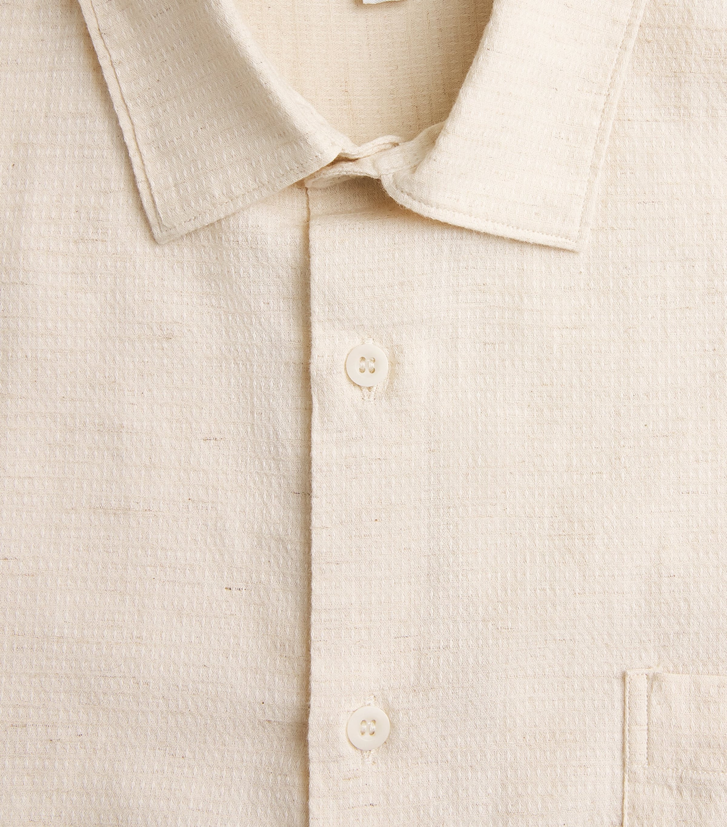 Sunspel Mens Linen Short-Sleeve Shirt Whcr Ecru Image 6