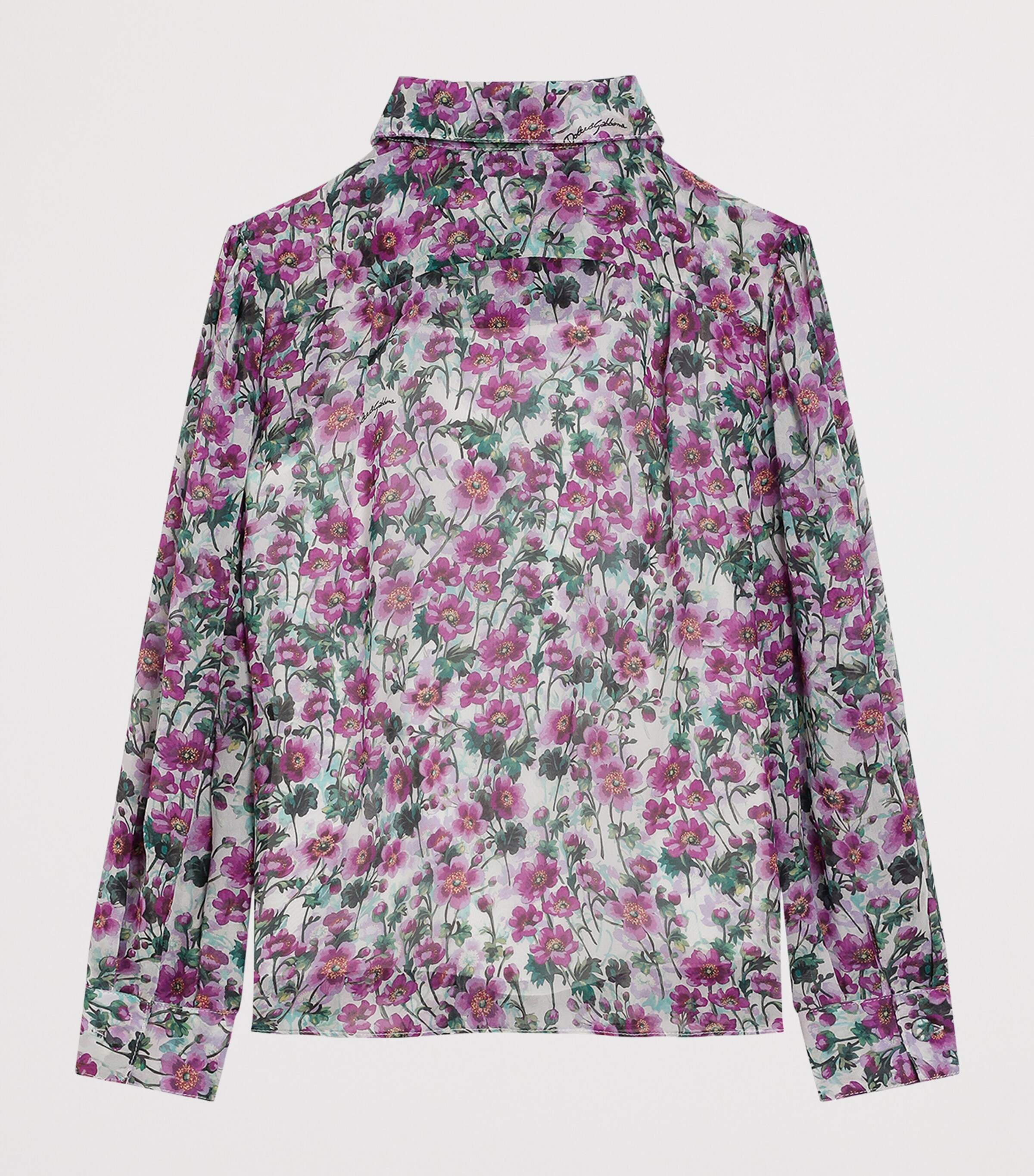 Dolce&Gabbana Kids Silk Crepe Violet Print Shirt (8-13 Years) Fitte Image 2