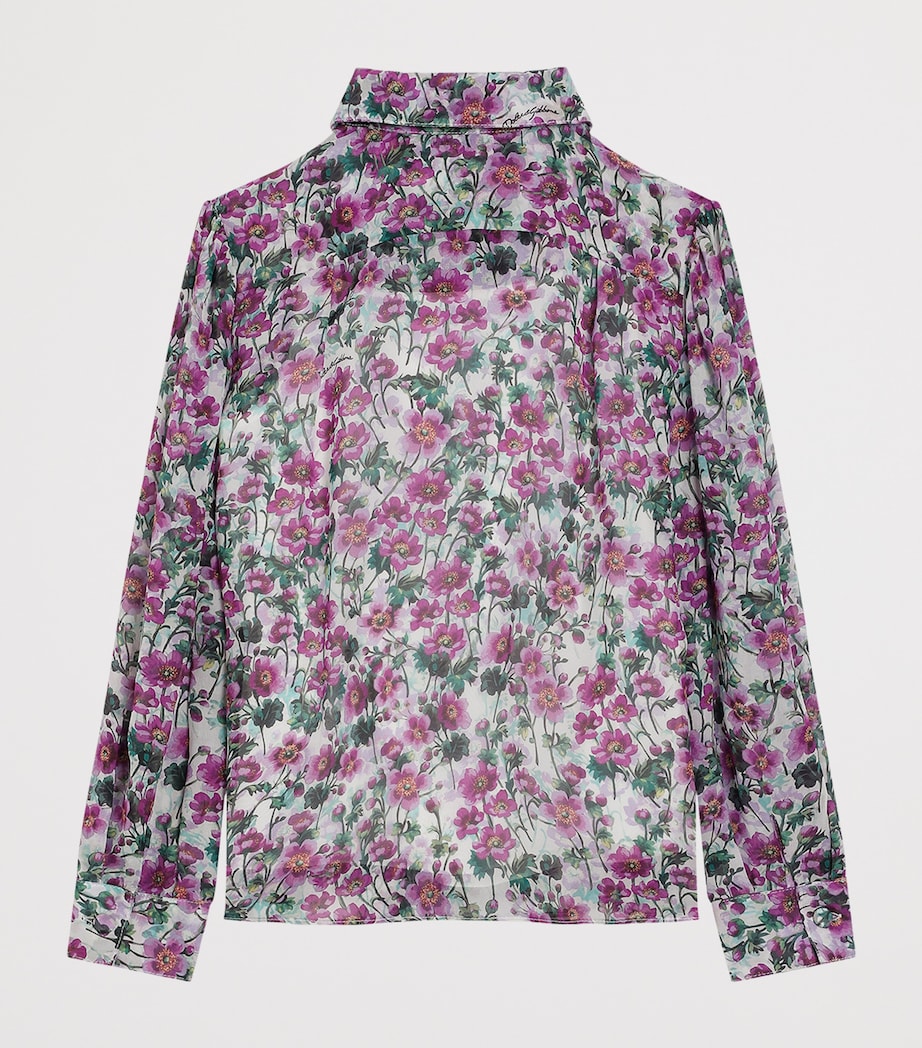 Dolce&Gabbana Kids Silk Crepe Violet Print Shirt (8-13 Years) Fitte Image 2