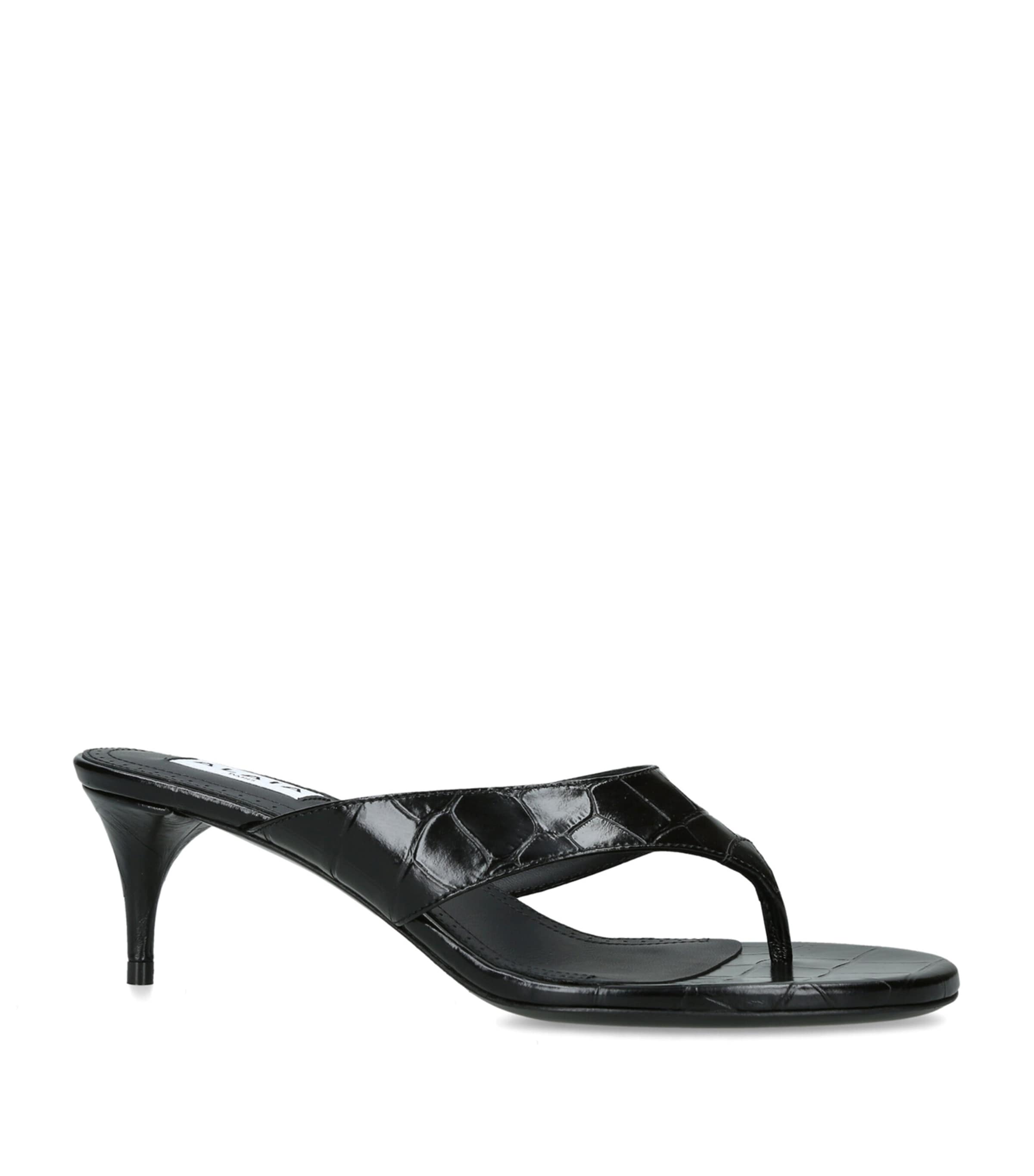 Alaïa Croc-Embossed Leather Infra Thong Mules 55 Black Image 2