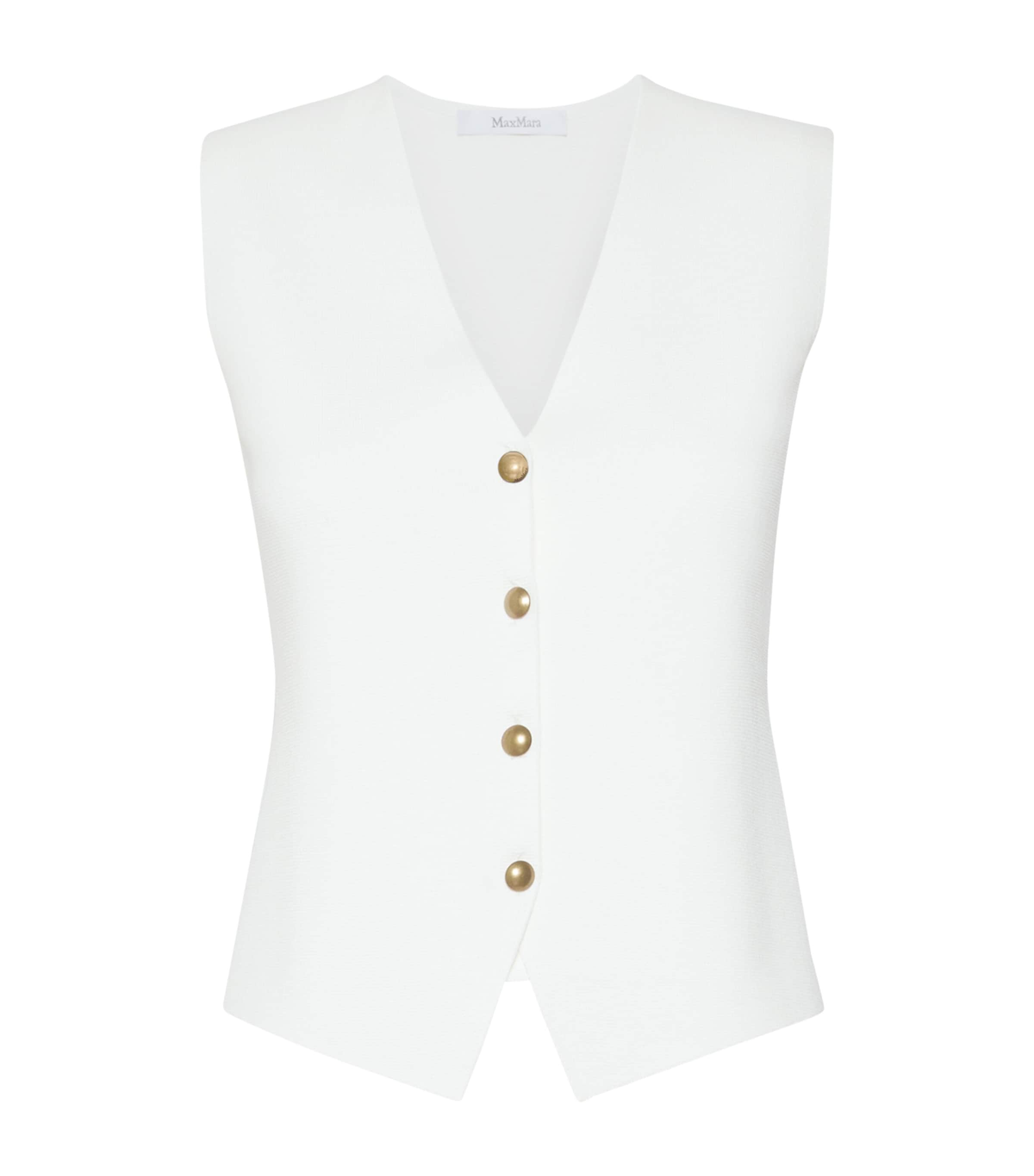 Max Mara Womens Crêpe Knitted Waistcoat White Image 1