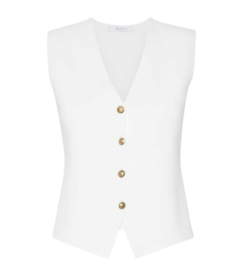 Max Mara Womens Crêpe Knitted Waistcoat White Image 1