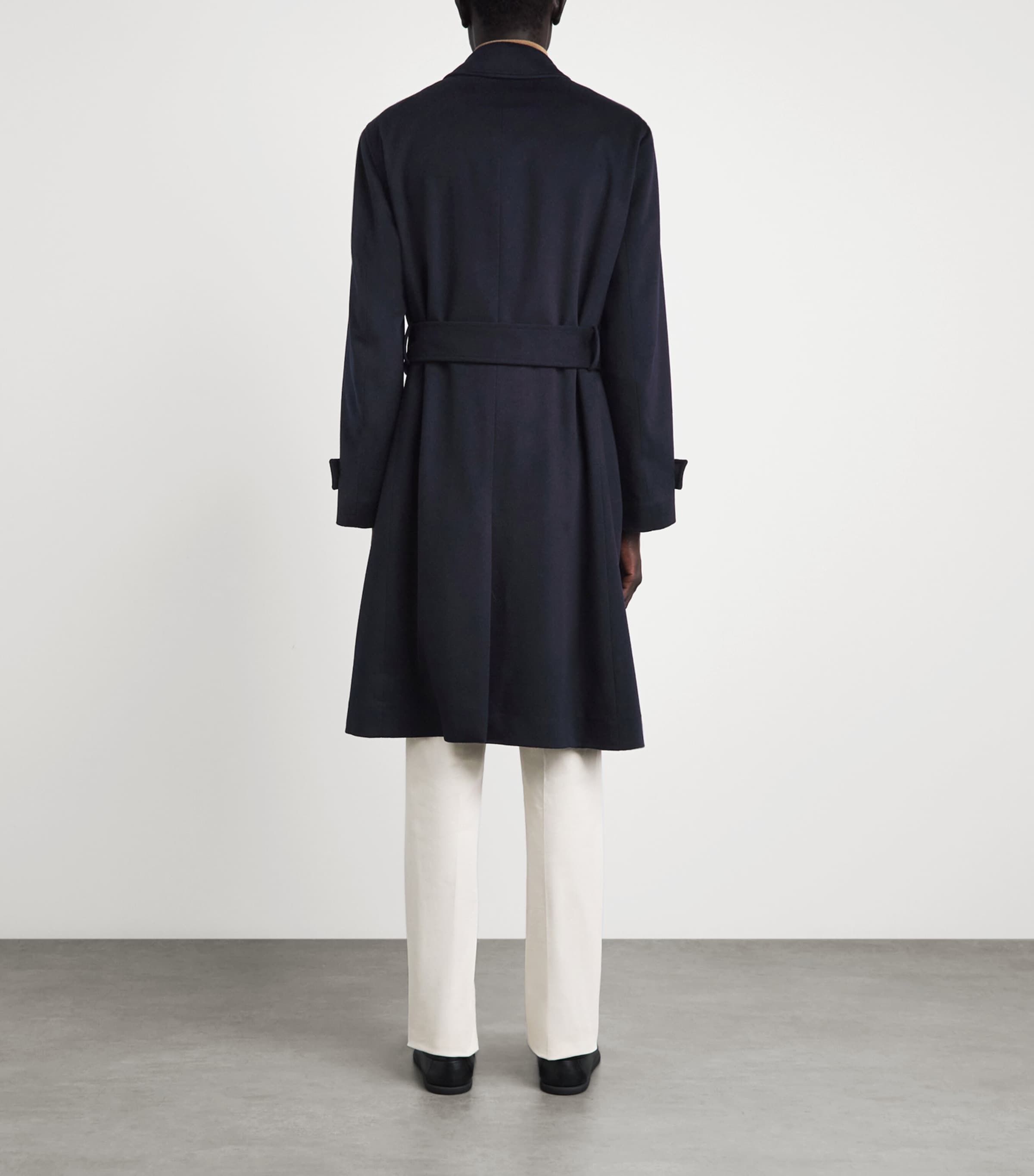 Lardini Mens Cashmere Belted Overcoat Navy Image 5