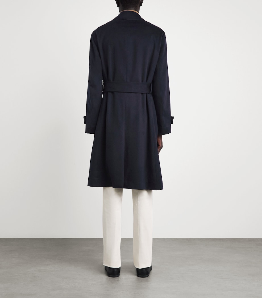 Lardini Mens Cashmere Belted Overcoat Navy Image 5