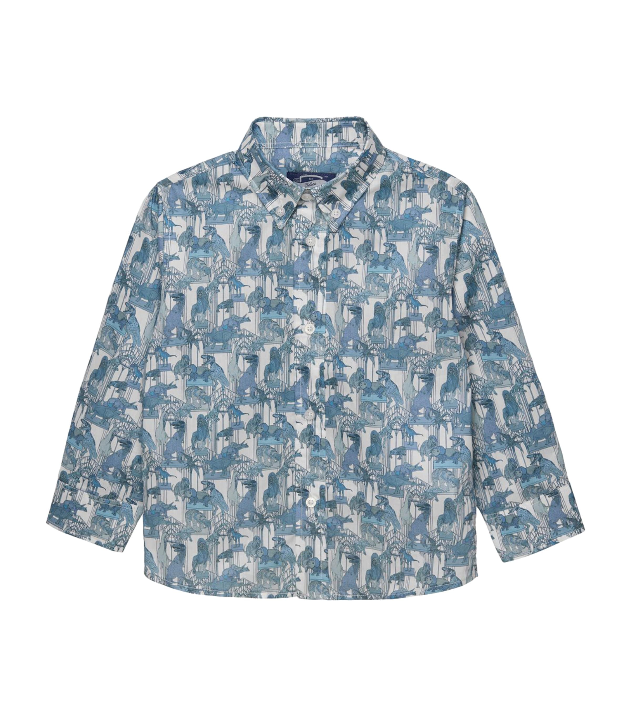 Trotters Cotton Dinosaur Shirt In Blue