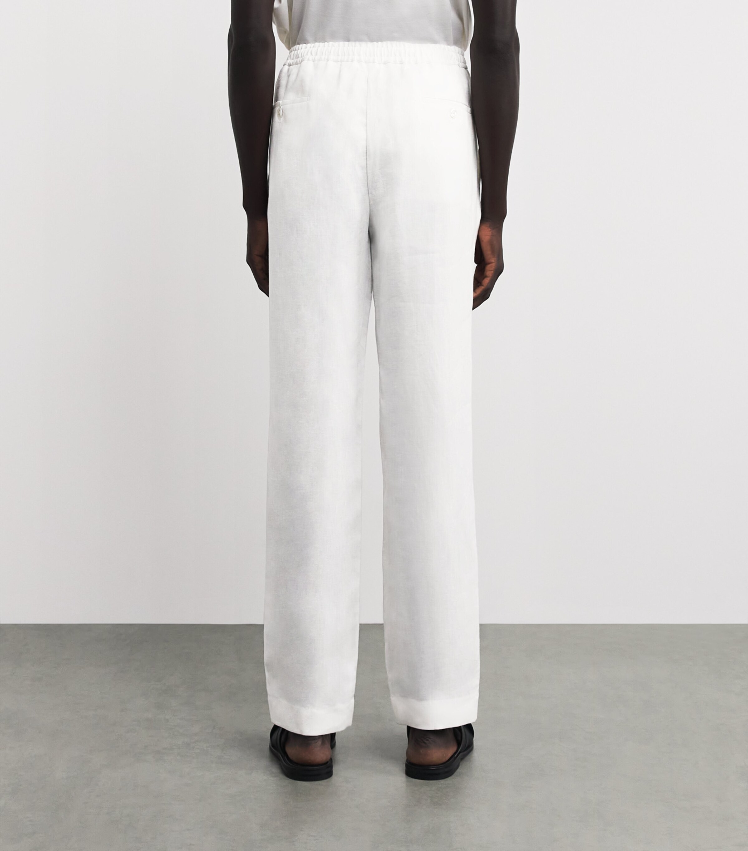Ralph Lauren Purple Label Mens Linen Davis Trousers Cream Image 4