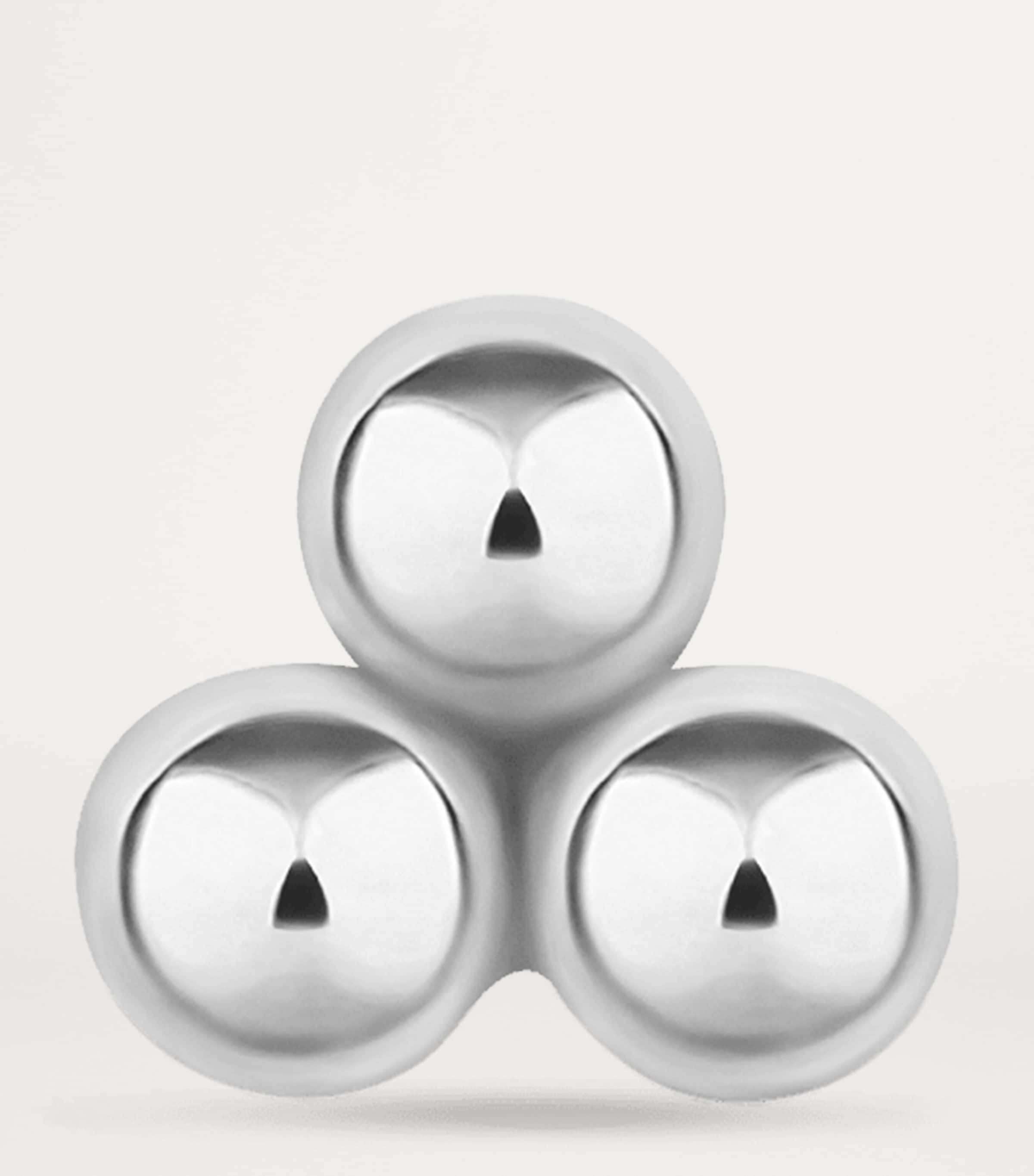 Ball Trinity Single Threaded Stud Earring (3.5mm) WHITE GOLD Image 2