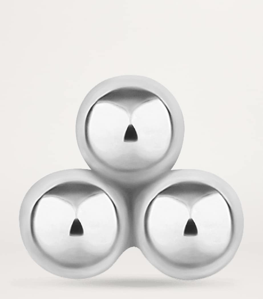 Ball Trinity Single Threaded Stud Earring (3.5mm) WHITE GOLD Image 2