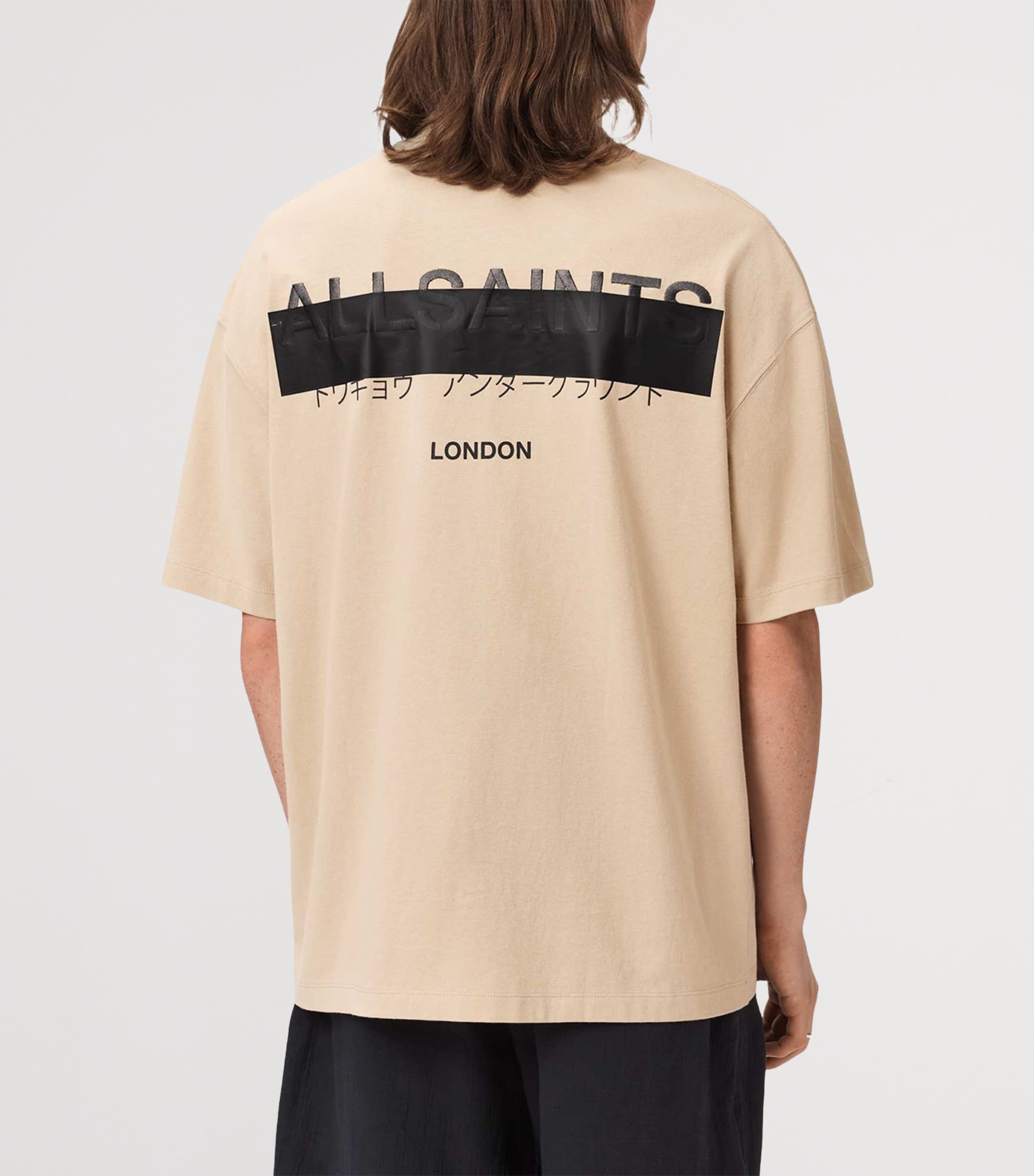 AllSaints Mens Organic Cotton Redact T-Shirt Sunset Brown Image 4