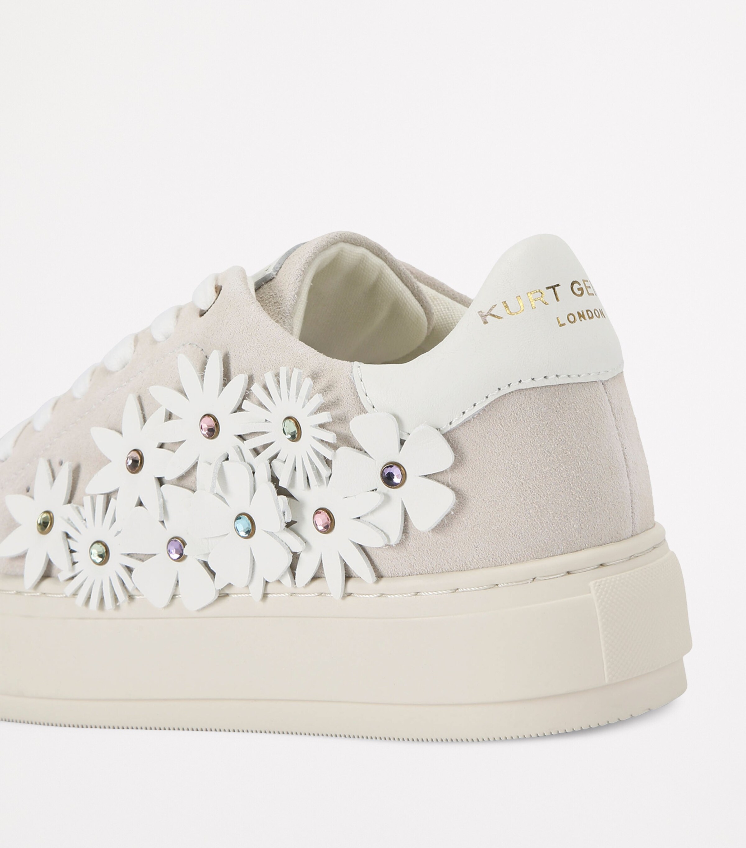 Kurt Geiger London Suede Flower-Embellished Laney Sneakers Bone/comb Image 2