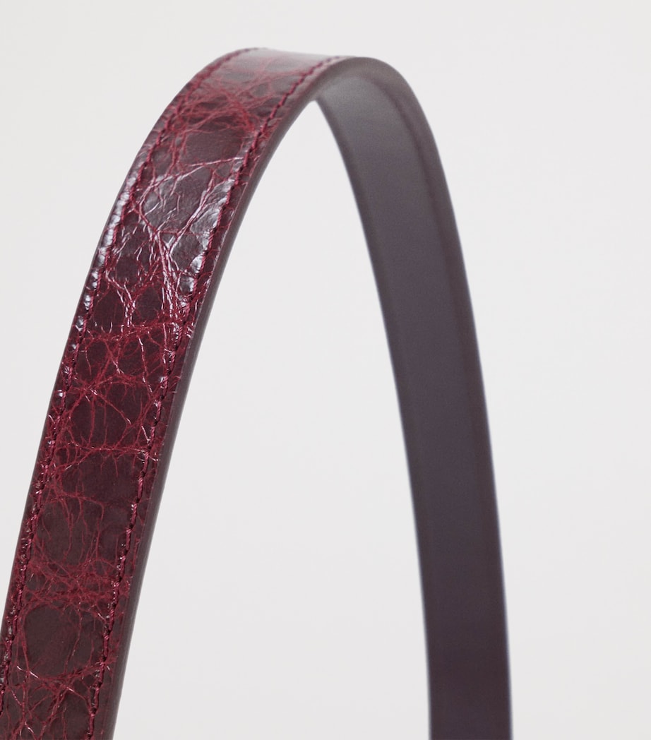 Maje Leather Eyelet Slim Belt Burgundy Image 7