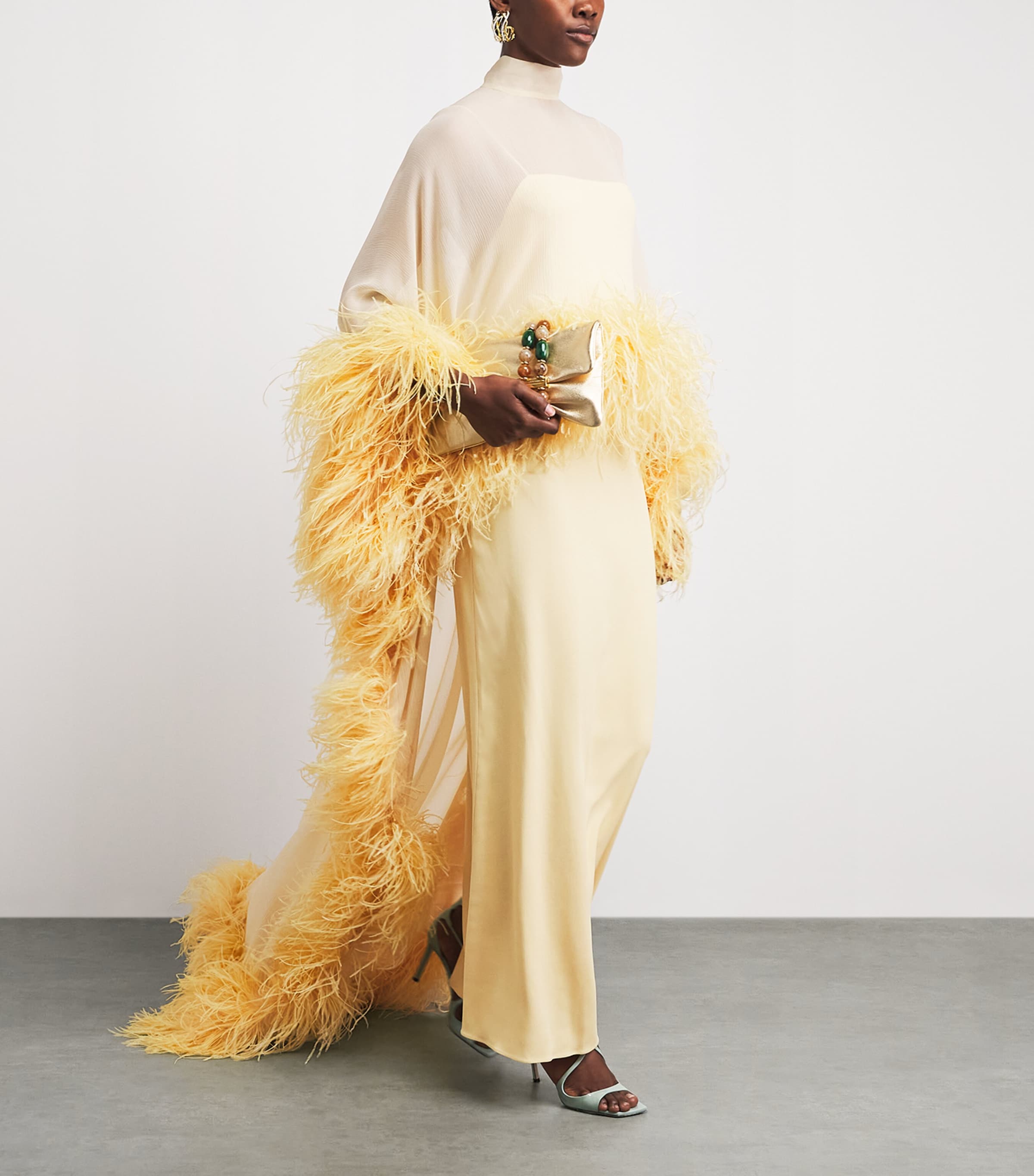 Taller Marmo Womens Silk Marvelous Kaftan Maxi Dress Pergamena Image 2