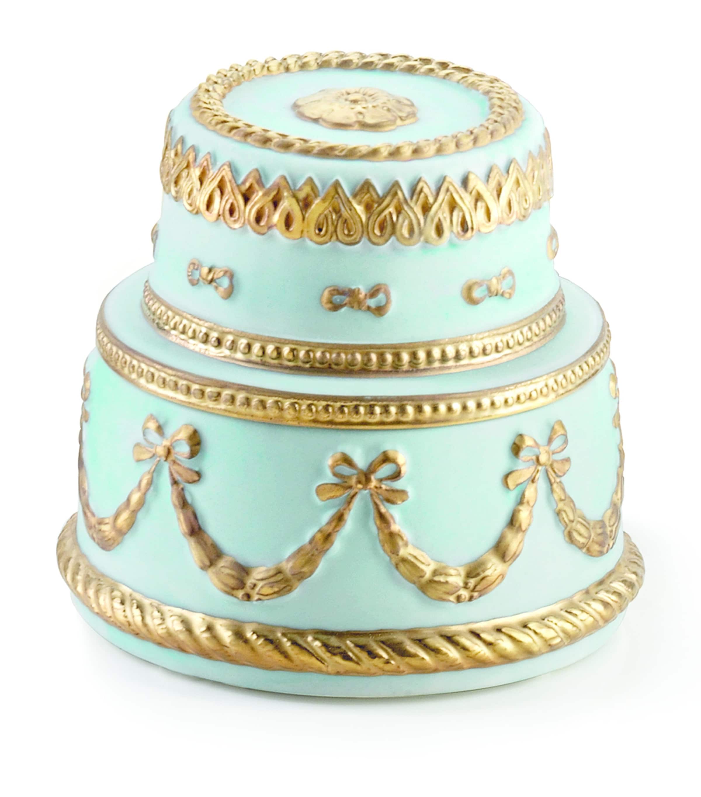 VILLARI Chantilly Cake Candle Turquoise Gld Image 1