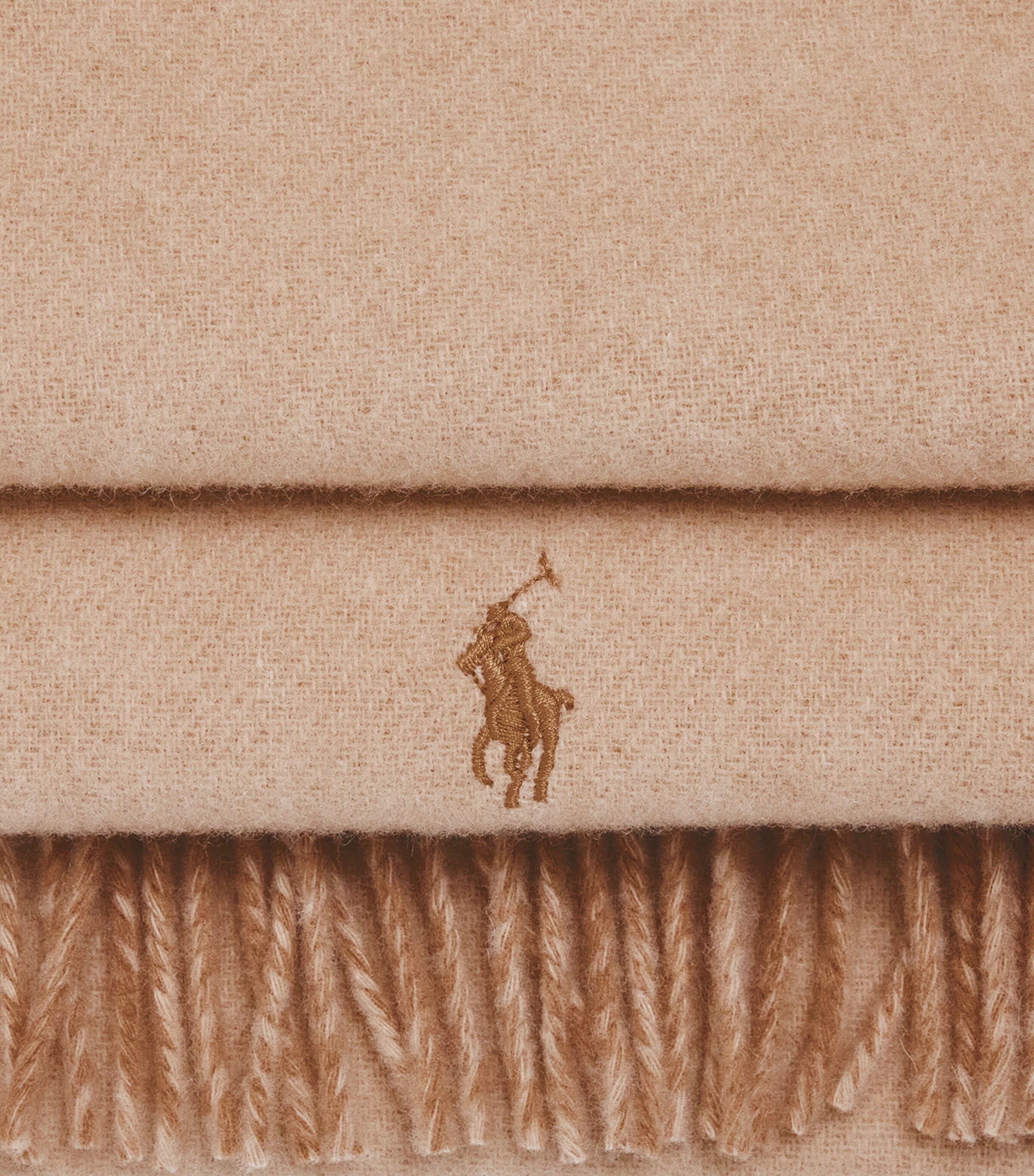 Polo Ralph Lauren Wool Polo Pony Scarf Camel Tonal Image 4
