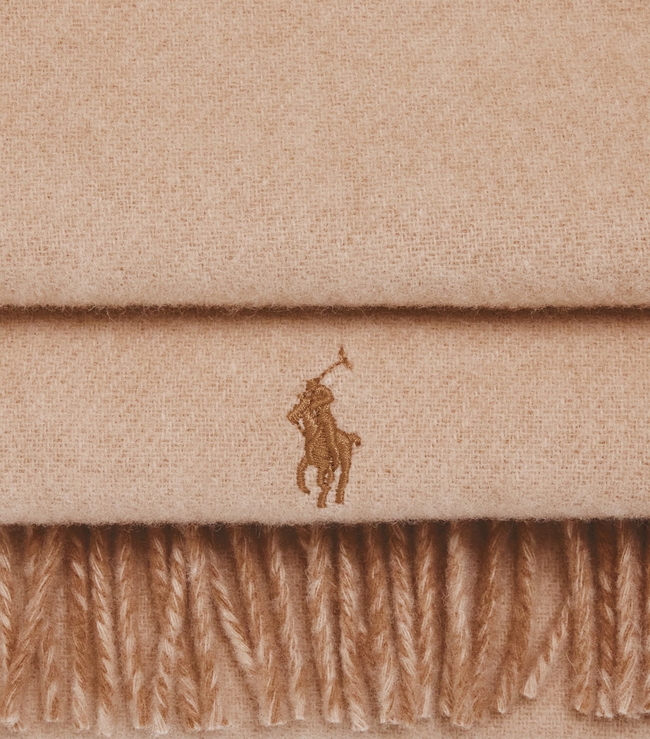 Polo Ralph Lauren Wool Polo Pony Scarf Camel Tonal Image 4