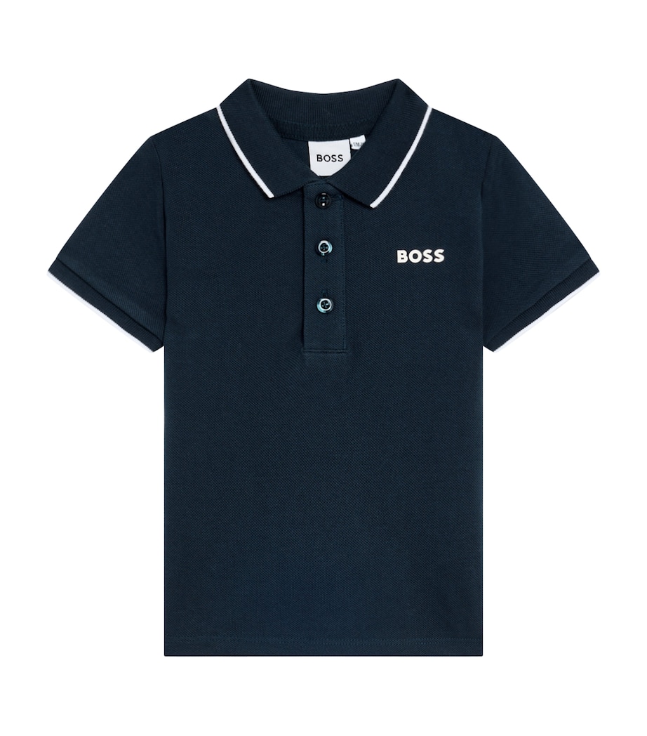 Cotton Logo Polo Shirt (3 Months -3 Years) NAVY Image 1